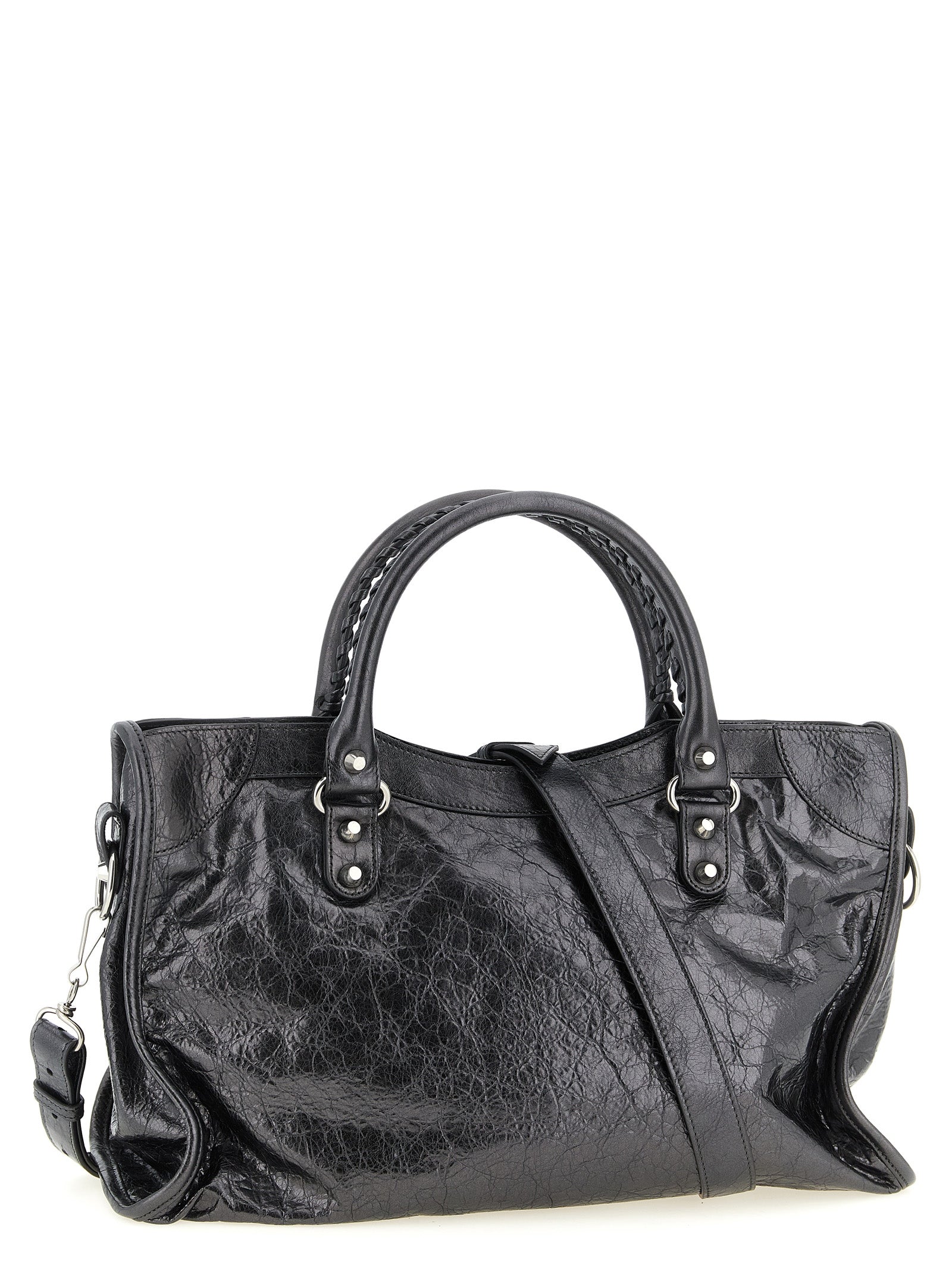 Balenciaga Silver Lamb Leather Handbag - Timeless Luxury Elegance