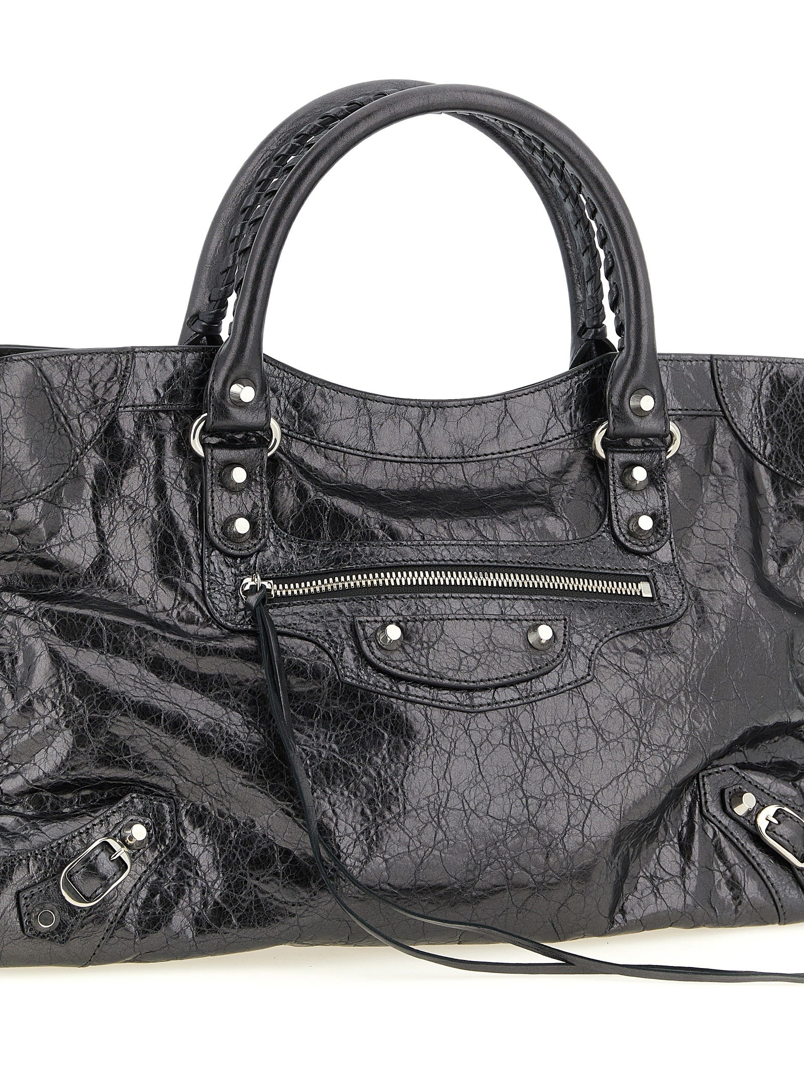 Balenciaga Silver Lamb Leather Handbag - Timeless Luxury Elegance