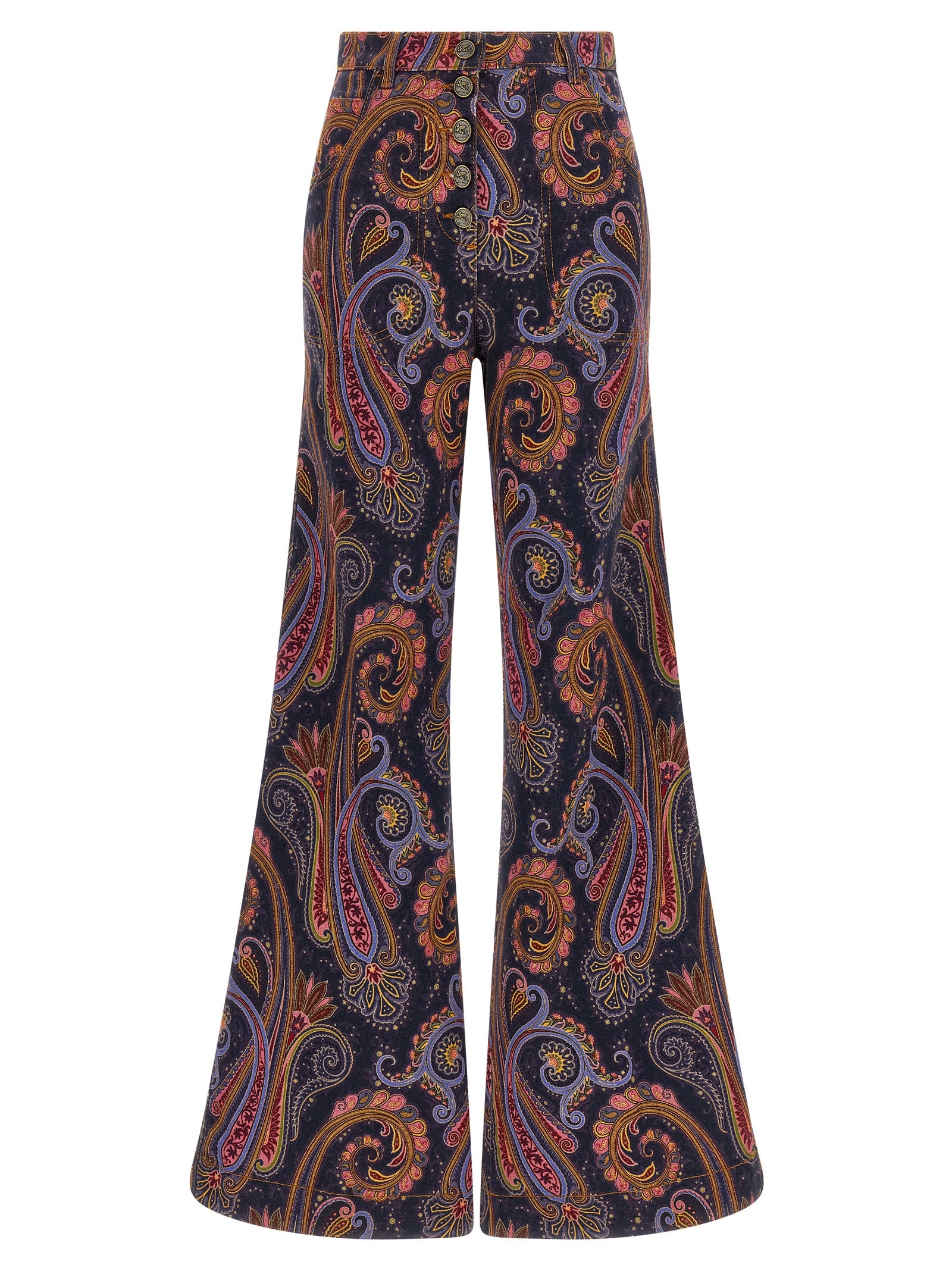 Etro Multicolor Cotton Flared Jeans - Exquisite Bohemian Elegance