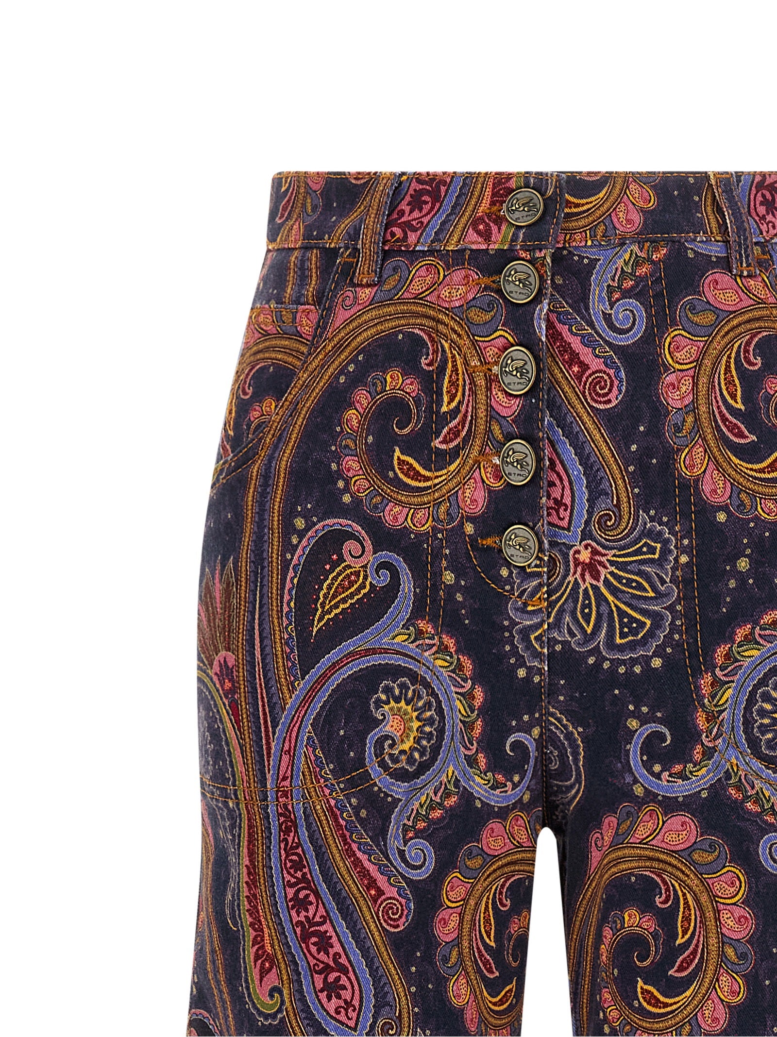 Etro Multicolor Cotton Flared Jeans - Exquisite Bohemian Elegance