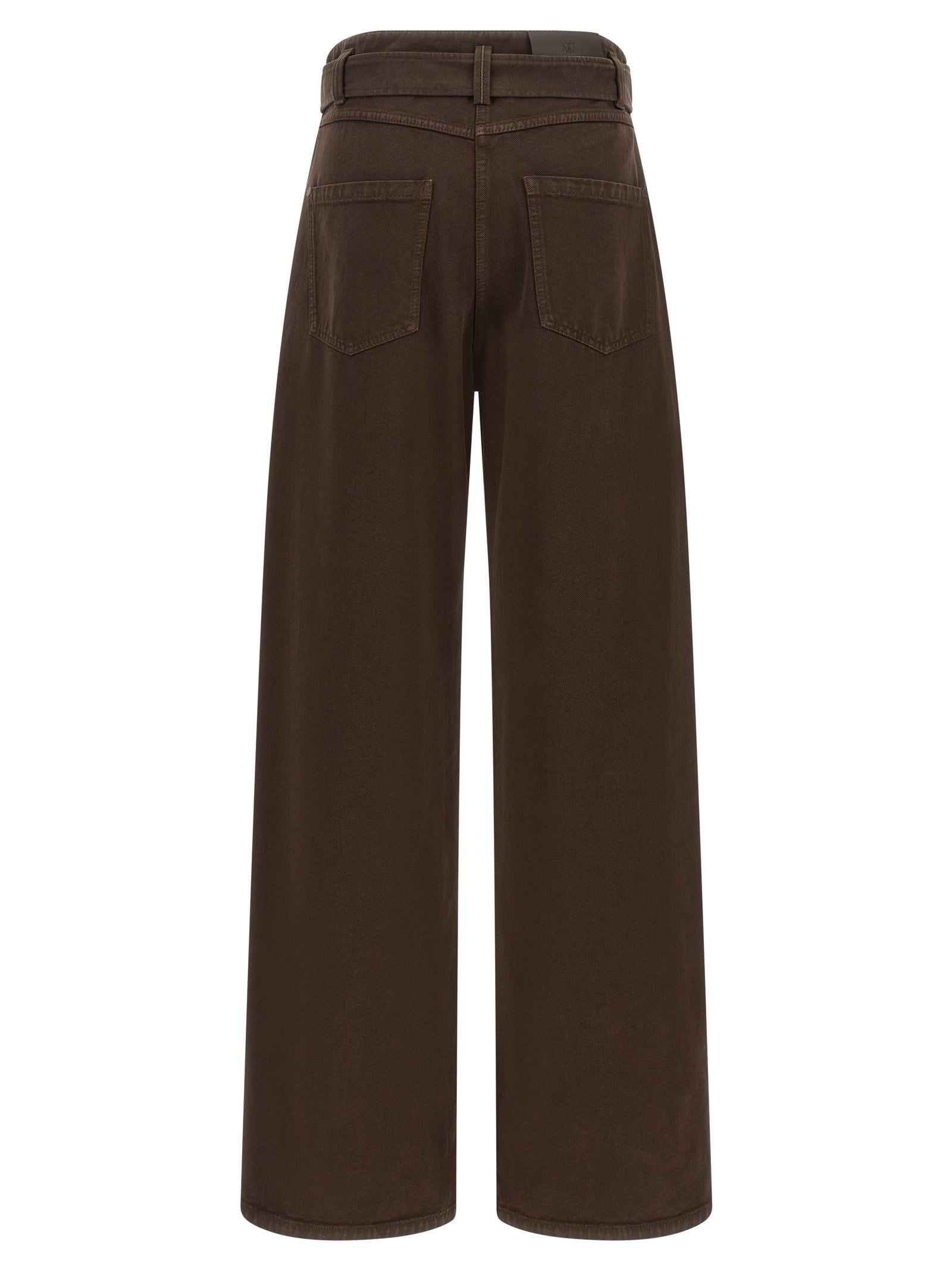 Brunello Cucinelli Brown Cotton Wide-Leg Jeans for Elevated Elegance