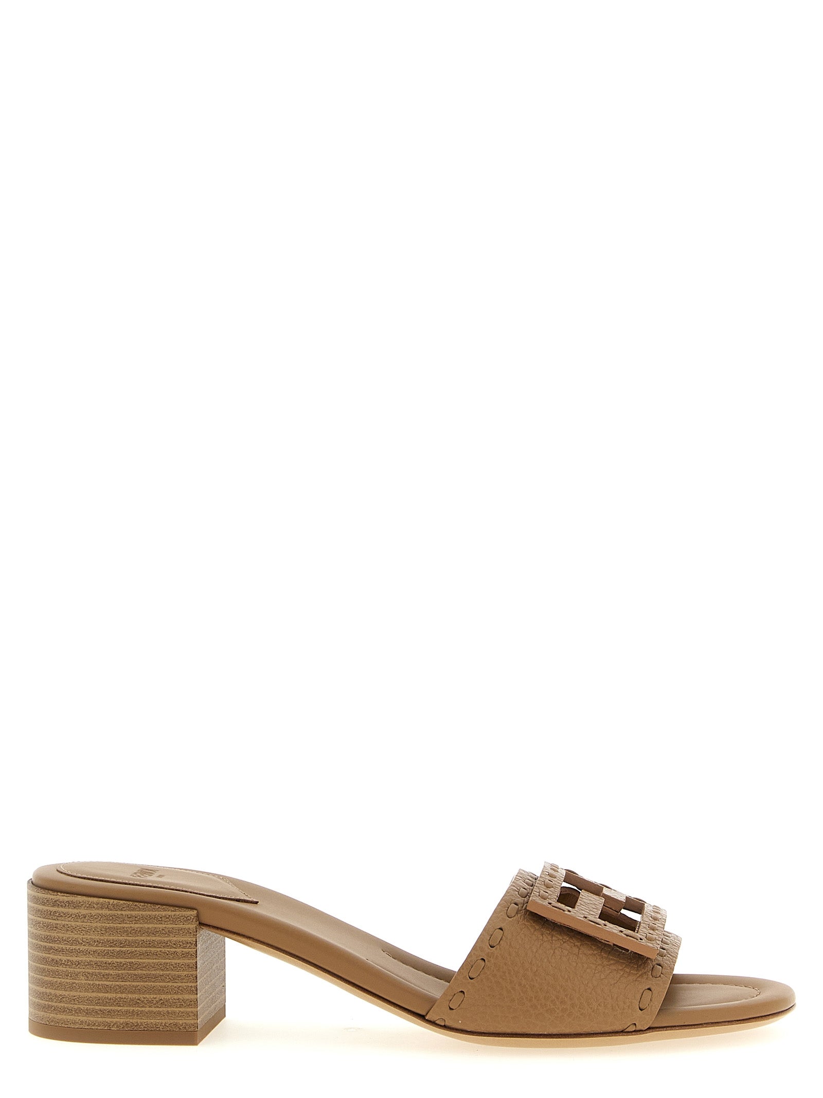 Fendi Beige Calfskin Flat Sandals - Timeless Elegance Redefined