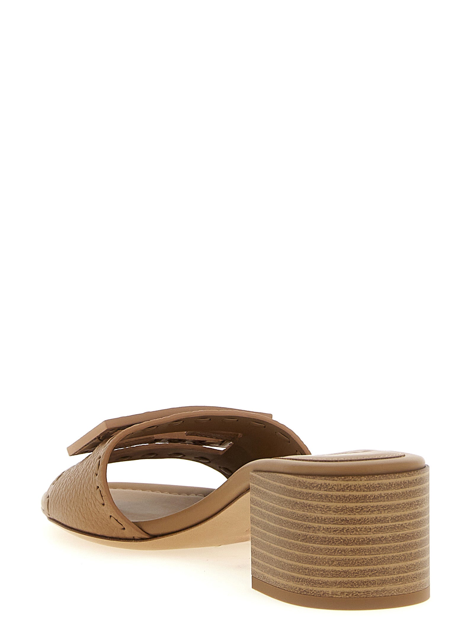 Fendi Beige Calfskin Flat Sandals - Timeless Italian Elegance