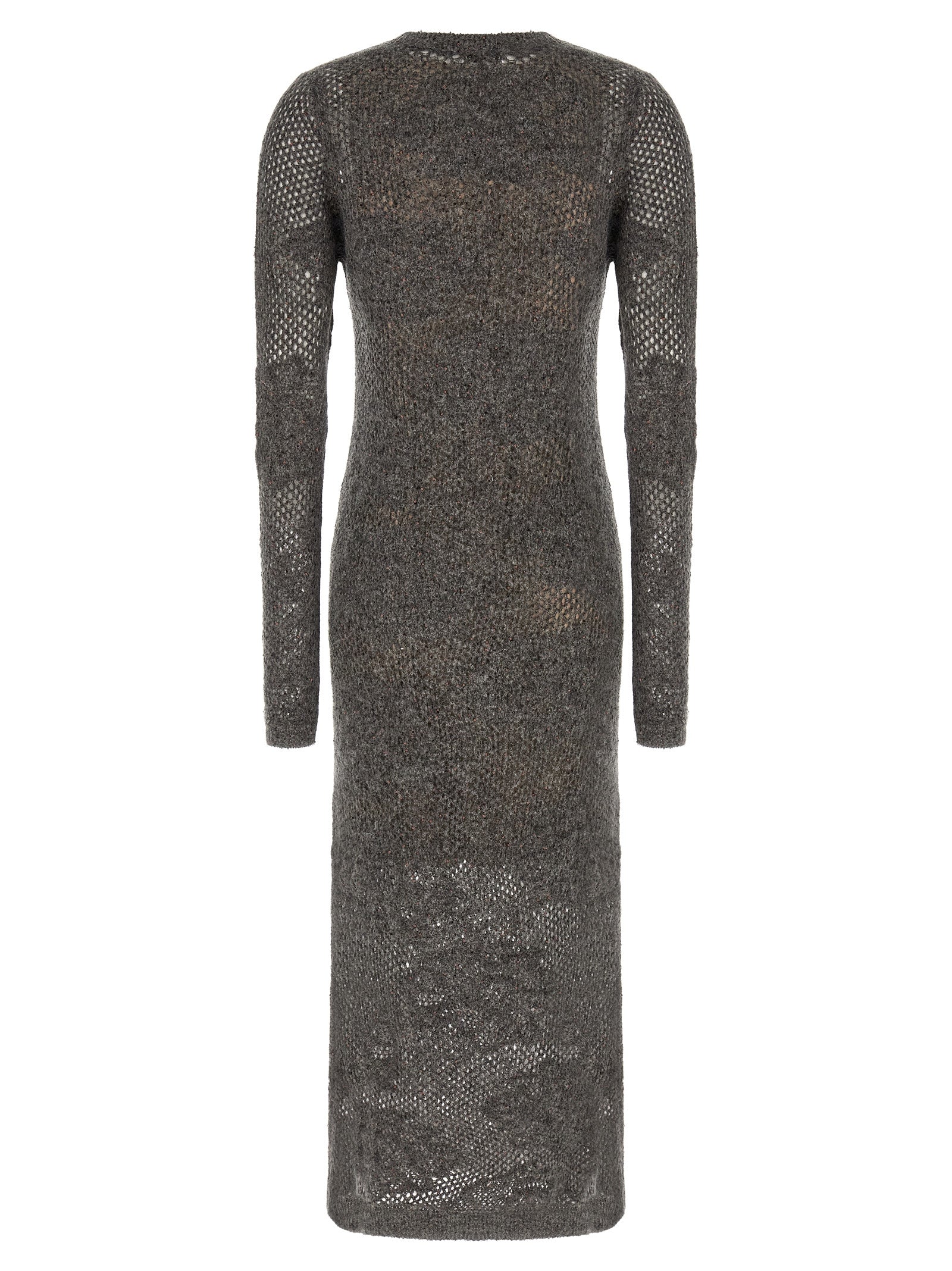 Brunello Cucinelli Gray Lace Long Dress - Timeless Elegance
