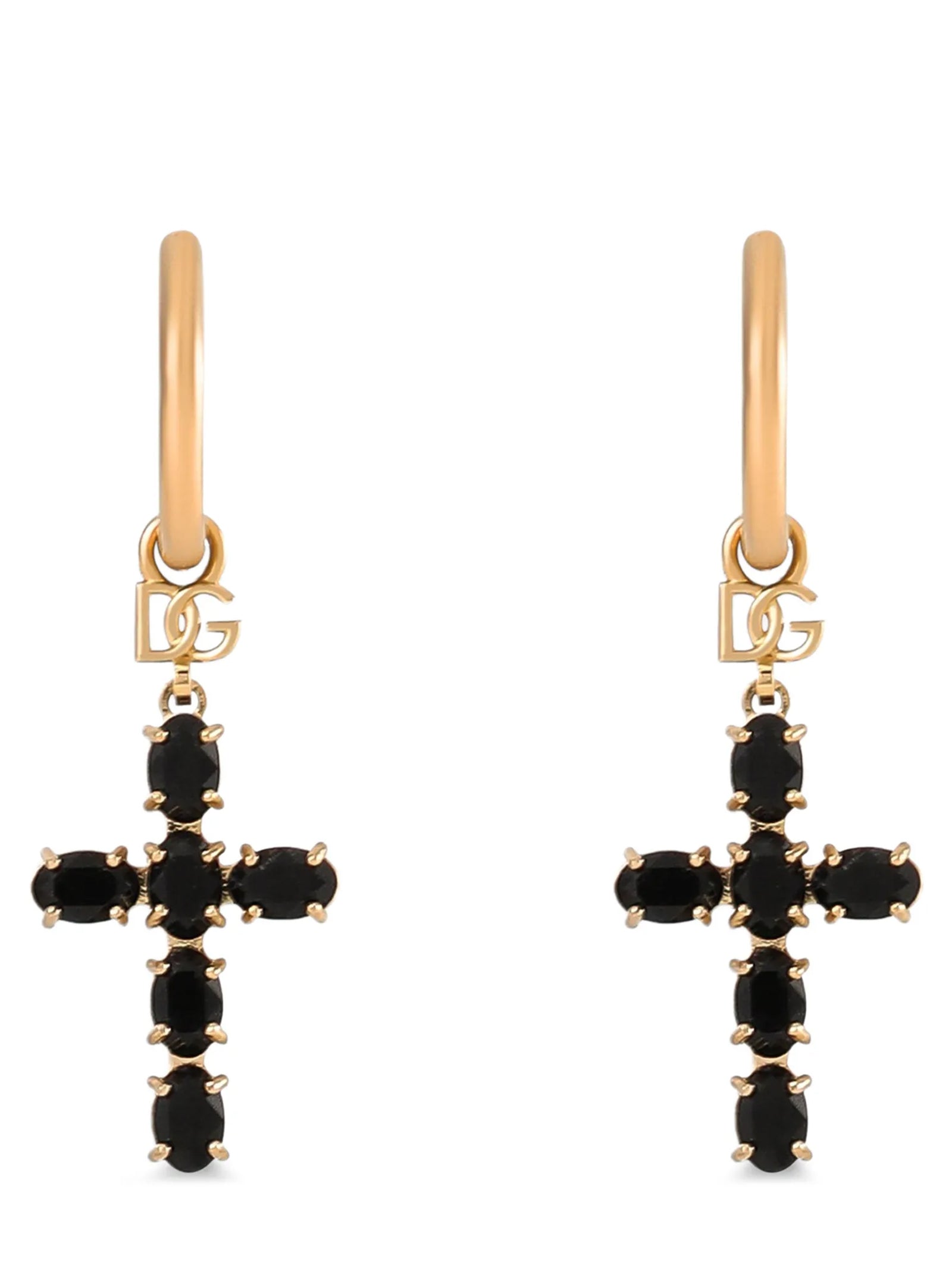 Dolce & Gabbana Black Brass Creole Earrings - Timeless Elegance