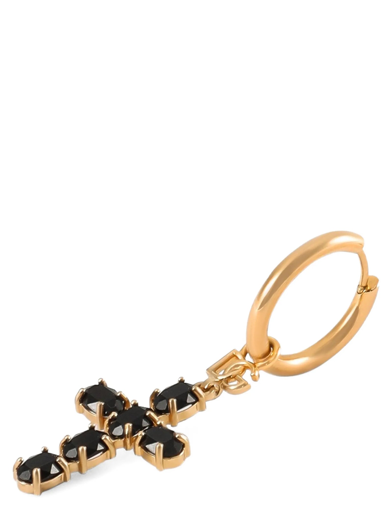 Dolce & Gabbana Black Brass Creole Earrings - Timeless Luxury