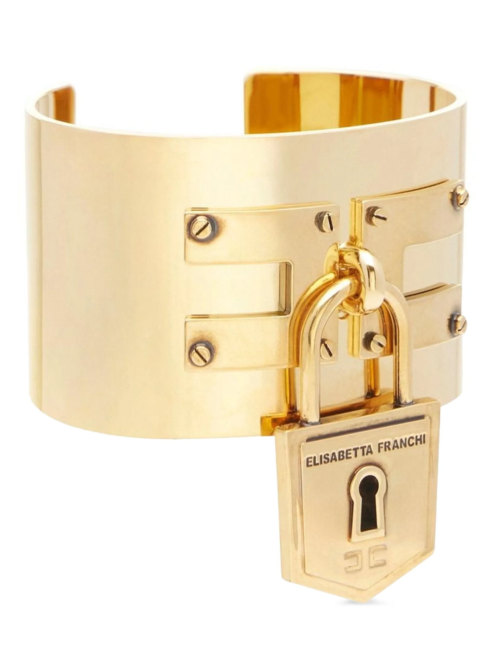 Elevate your elegance with the Elisabetta Franchi Gold Brass Bracelet, a sculptural masterpiece that embodies luxury and refined craftsmanship for the discerning individual.