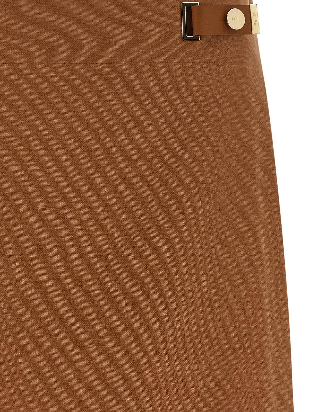 Fendi Brown Linen Midi Skirt - Timeless Luxury Elegance