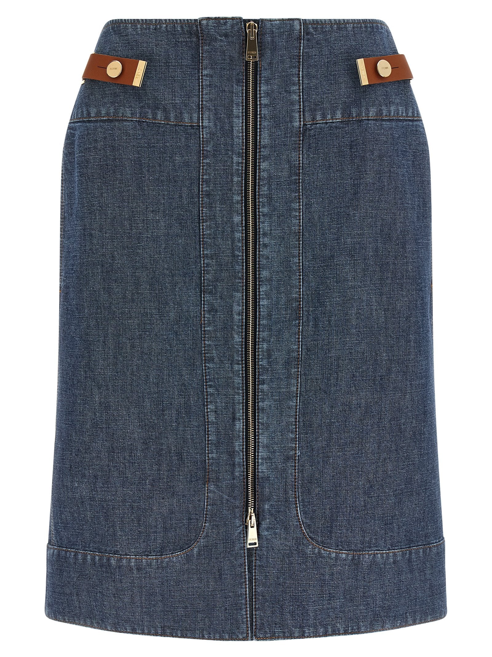 Fendi Blue Cotton Midi Skirt - Timeless Elegance Redefined