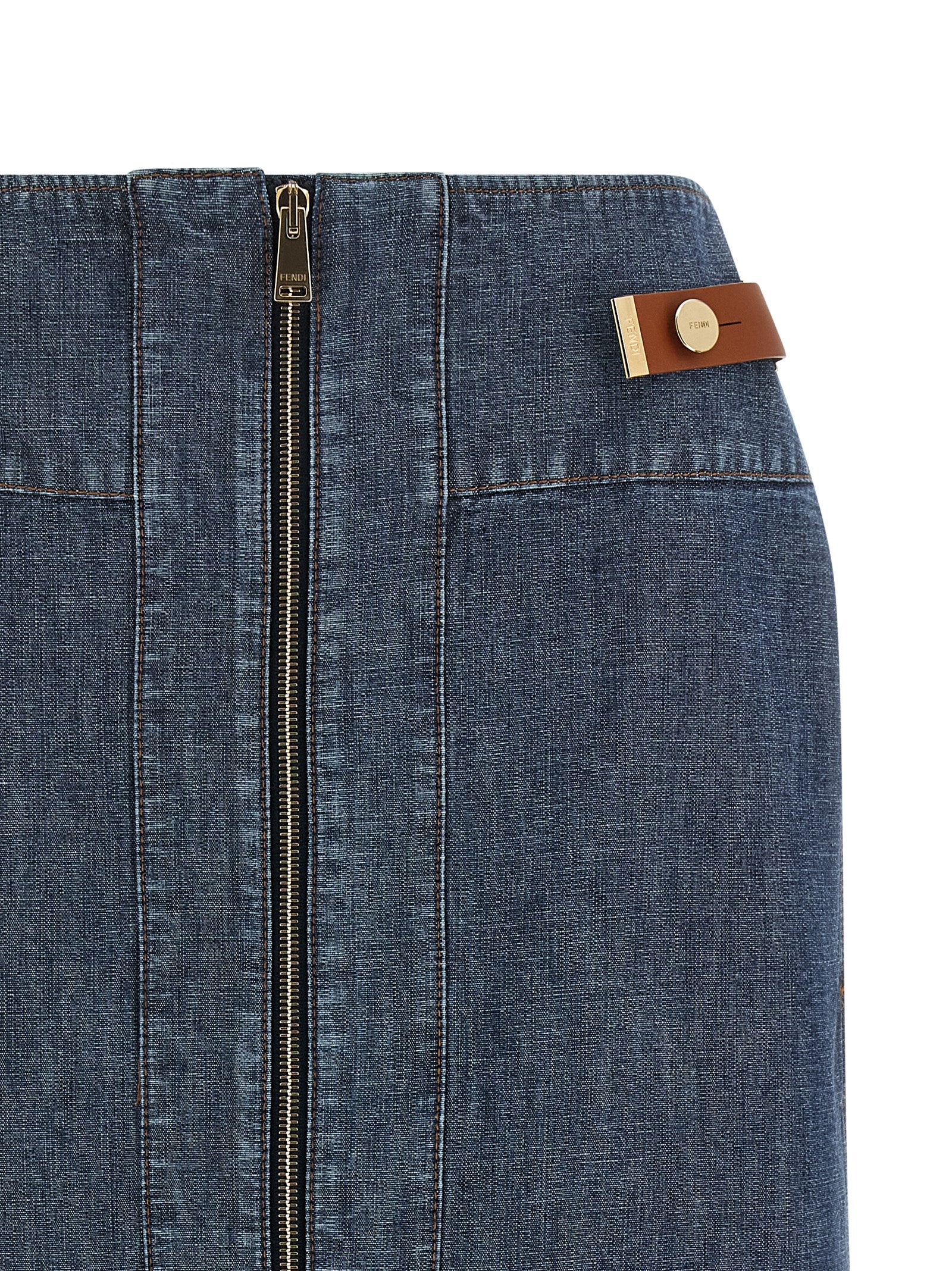 Fendi Blue Cotton Midi Skirt - Timeless Elegance Redefined