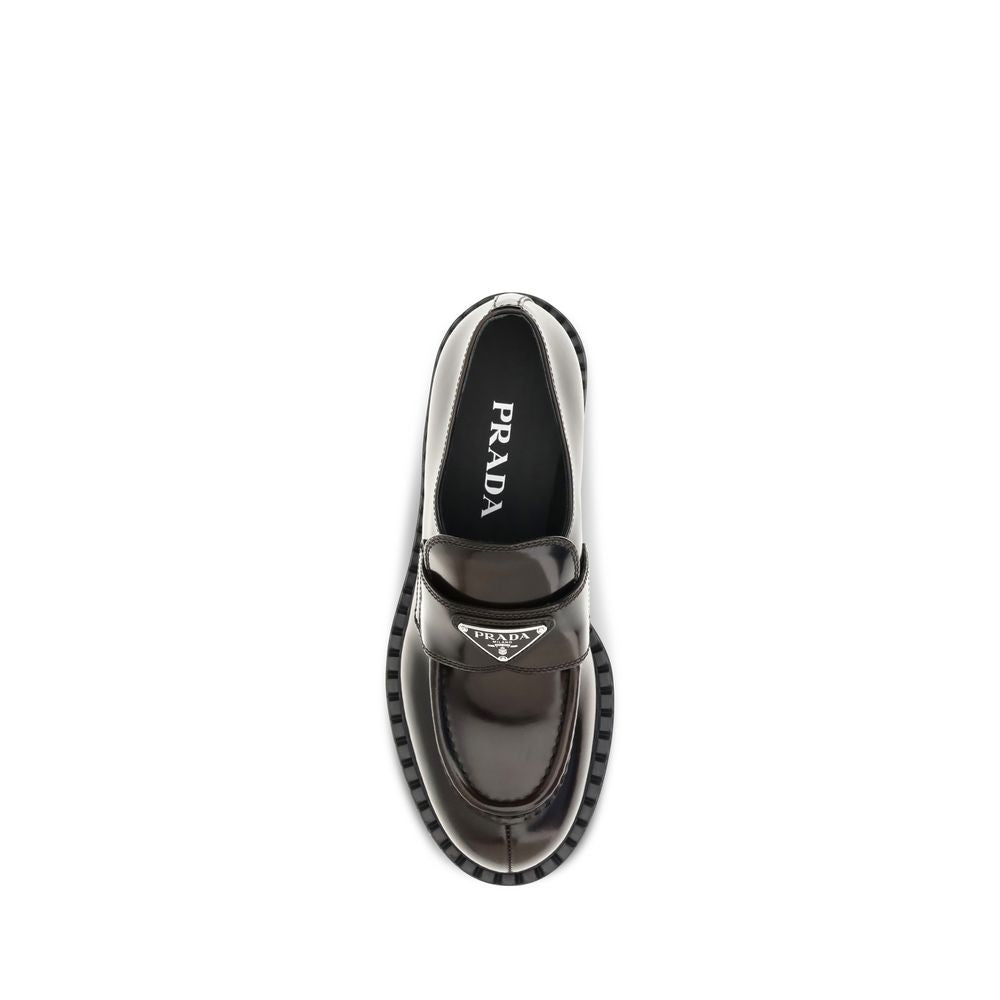 Prada Brown Calf Leather Slip-On Loafers - Timeless Elegance