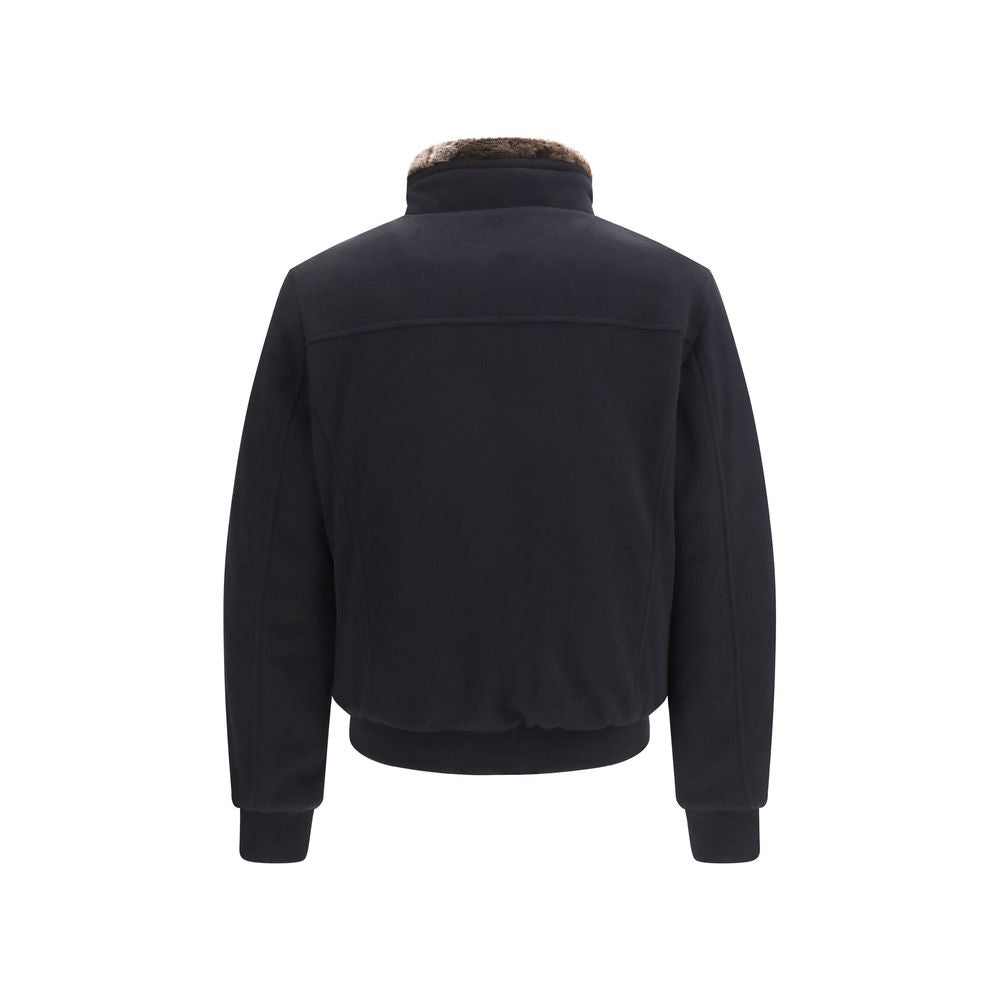 Indulge in the MooRER Black Cashmere Bomber, a masterpiece of luxury outerwear crafted from exquisite cashmere and fleece wool, redefining elegance for discerning tastes.