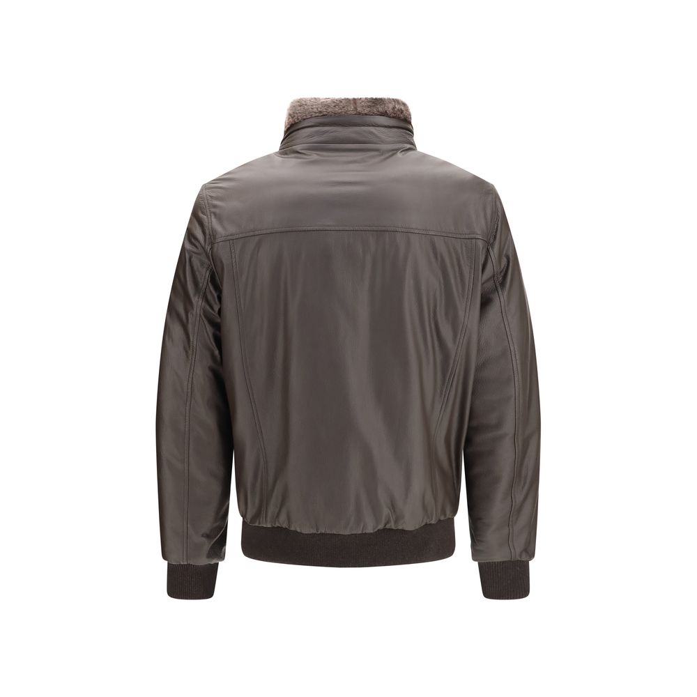 Discover the MooRER Brown Leather Full-Length Jacket, a luxurious blend of 100% mutton leather and goose down, epitomizing elegance and sophistication for the discerning individual.