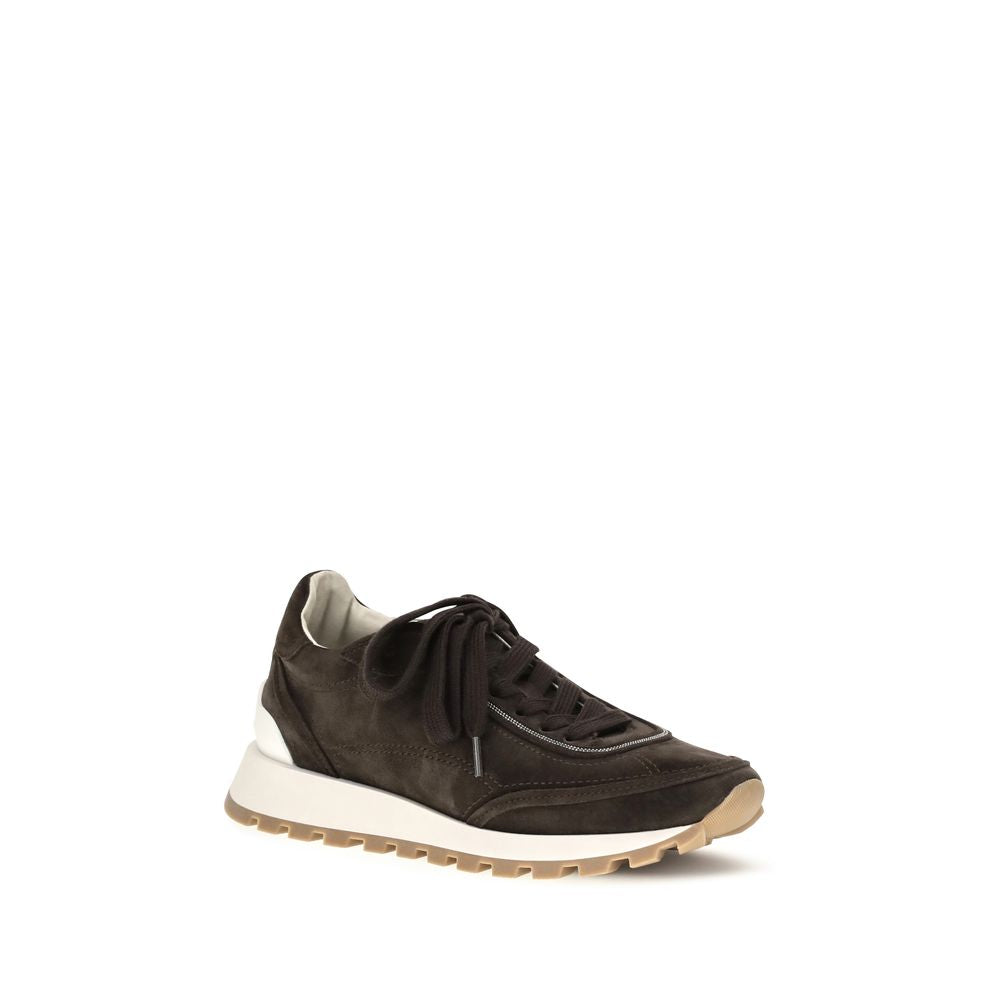 Brunello Cucinelli Brown Suede Low Top Sneakers - Timeless Elegance