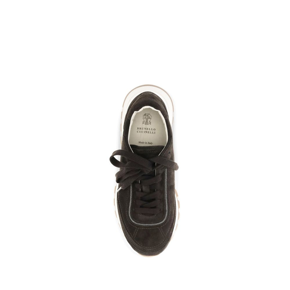Brunello Cucinelli Brown Suede Low Top Sneakers - Timeless Elegance