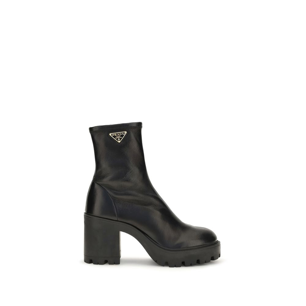 Prada Black Calf Leather Ankle Boots - Elevate Your Elegance