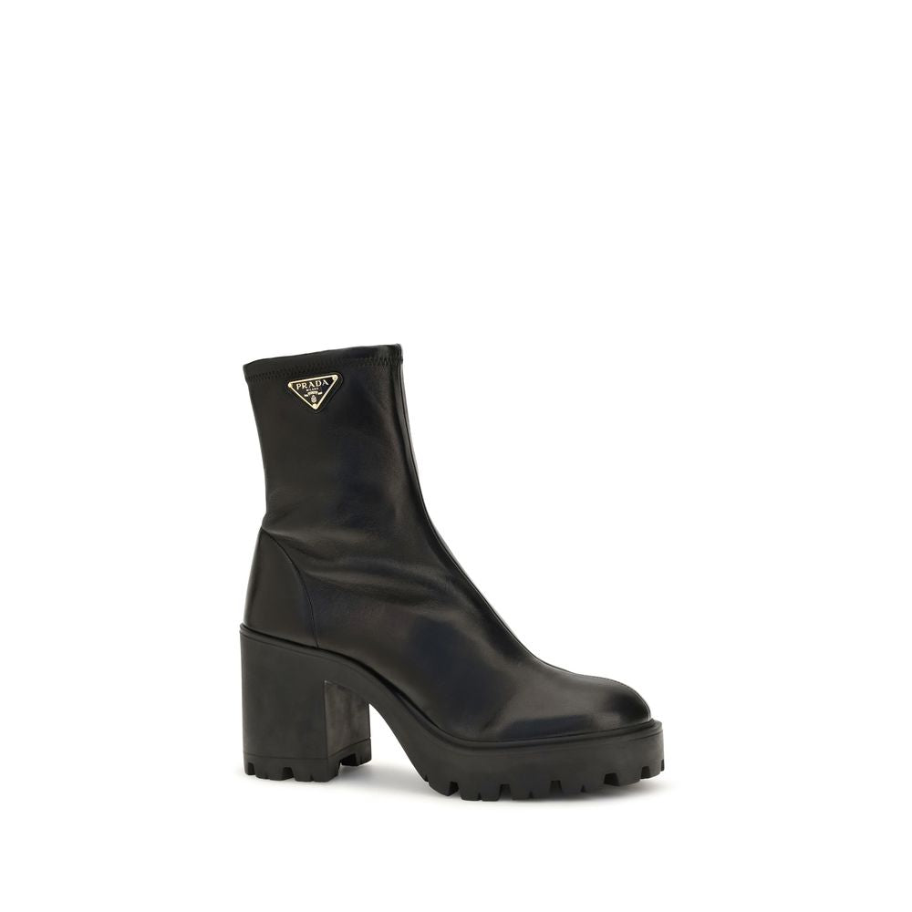 Prada Black Calf Leather Ankle Boots - Elevate Your Elegance