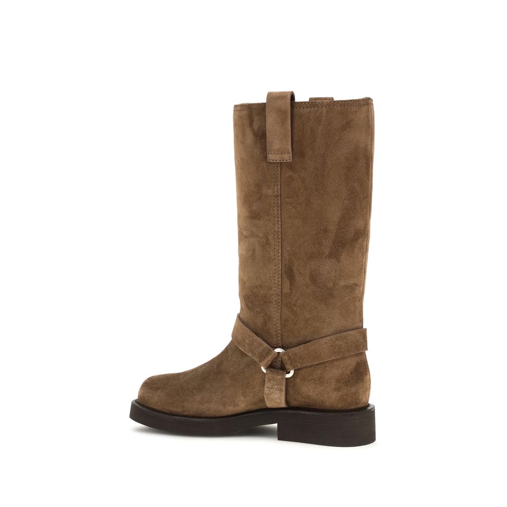 Brunello Cucinelli Brown Calf Leather Flat Boots - Timeless Elegance