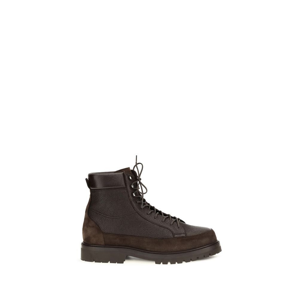 Brunello Cucinelli Lace-Up Deer Leather Boots - Timeless Elegance