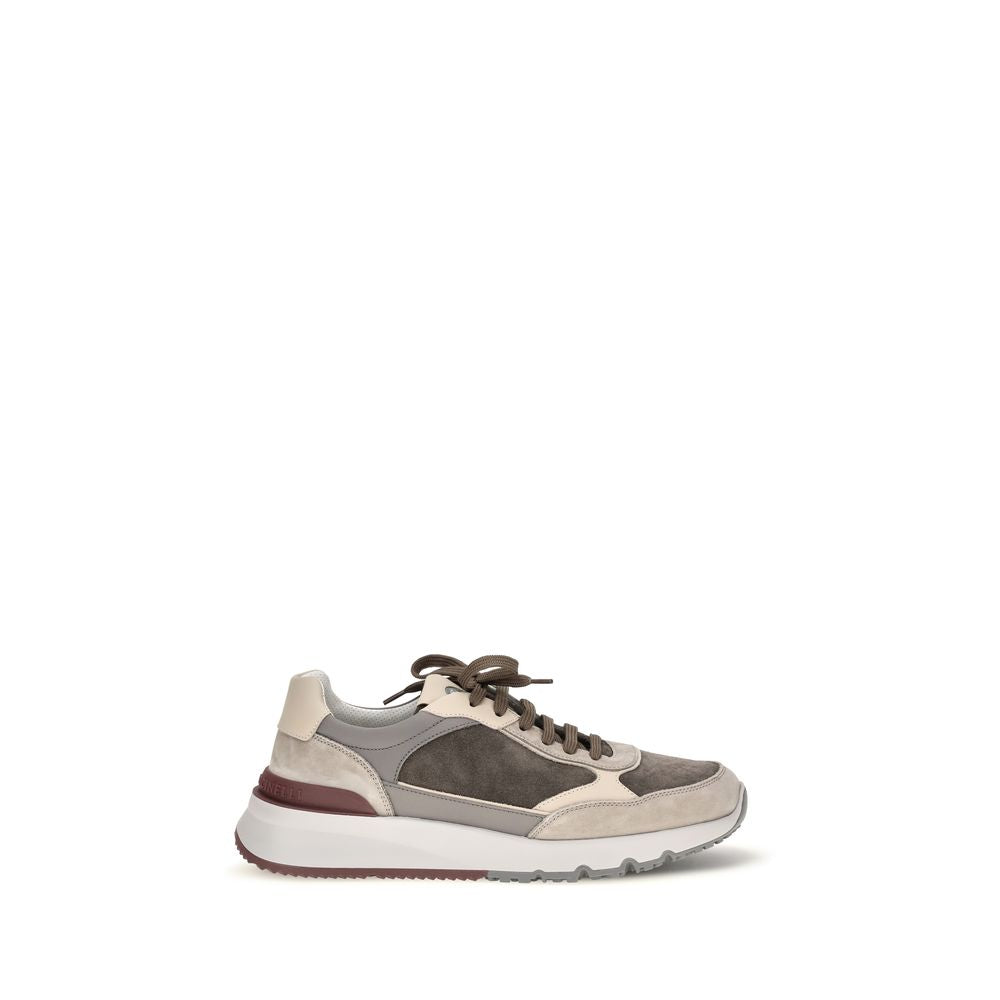 Brunello Cucinelli Chunky Sneakers in Gray Calf Leather