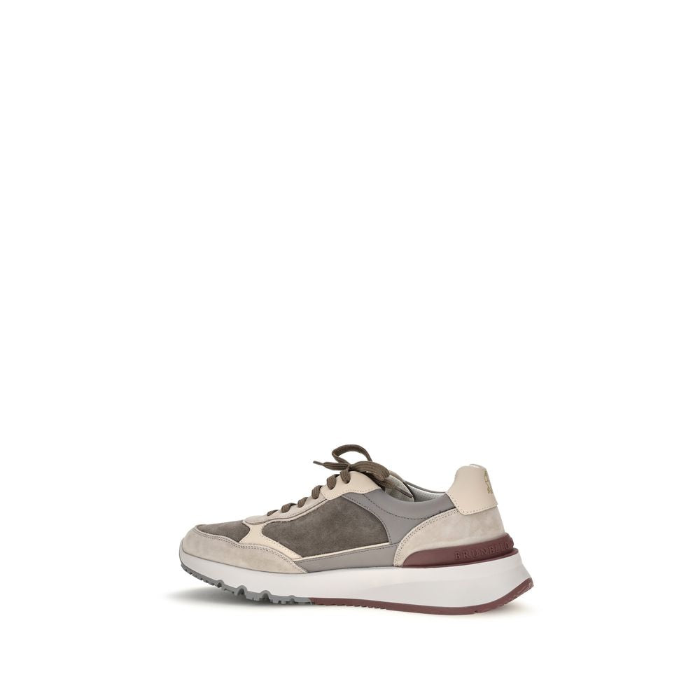 Brunello Cucinelli Chunky Sneakers in Gray Calf Leather Luxury