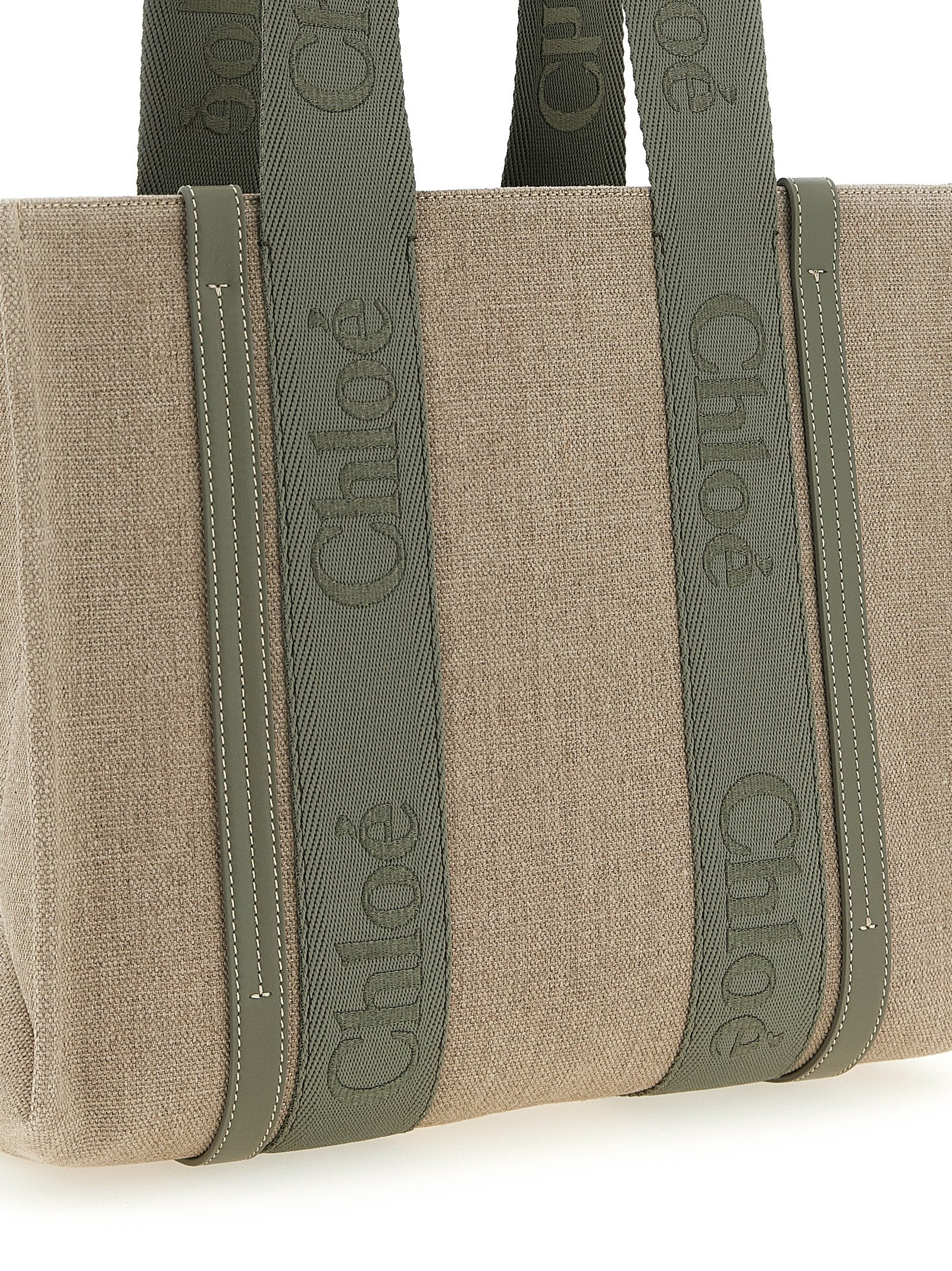 Chloé Medium Woody Tote Bag - Sustainable Luxury in Linen
