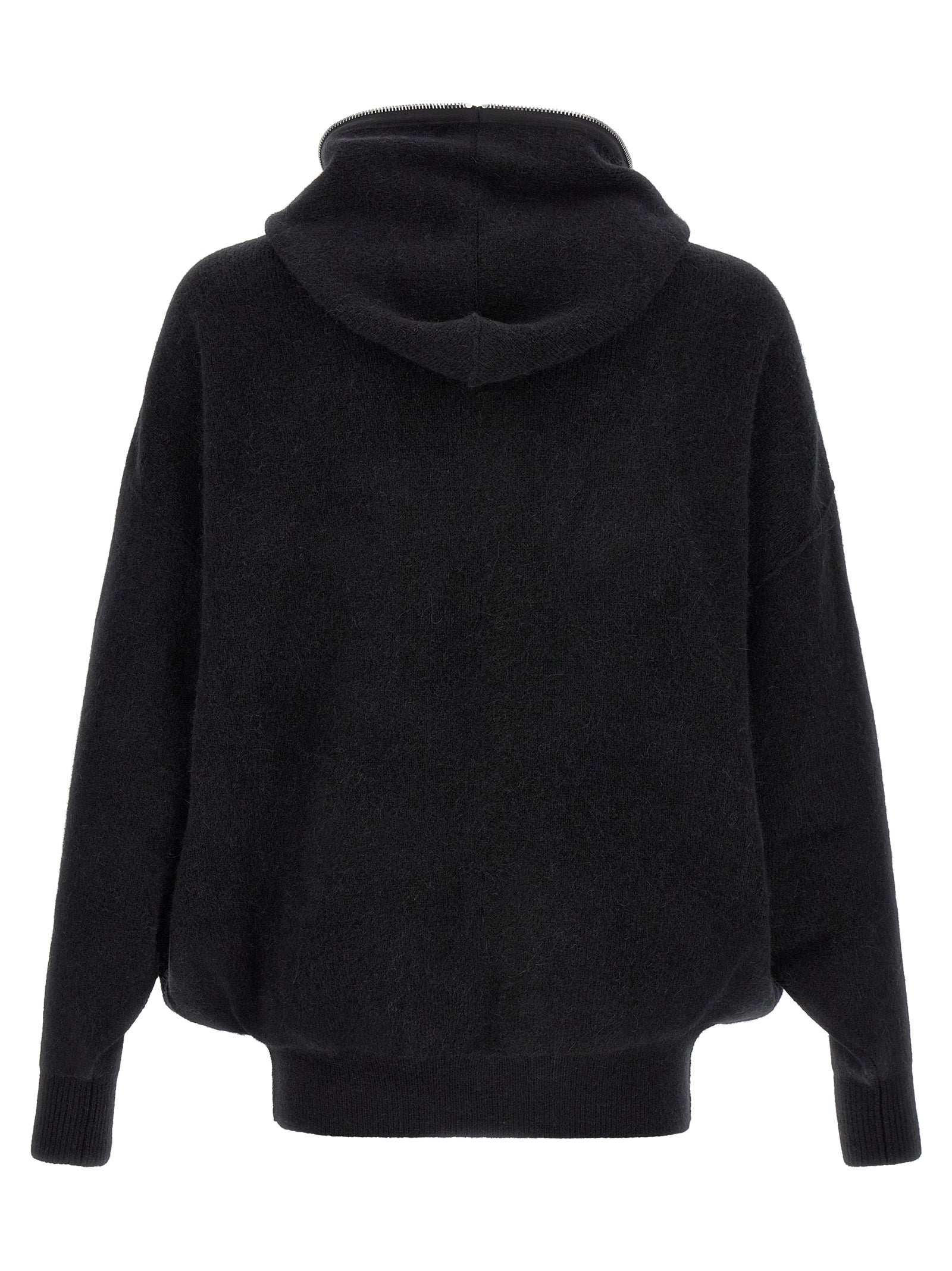 Indulge in the avant-garde elegance of the Rick Owens Black Marabou Sweatshirt, a luxurious blend of alpaca and wool, designed for those who embody sophistication and artistry.