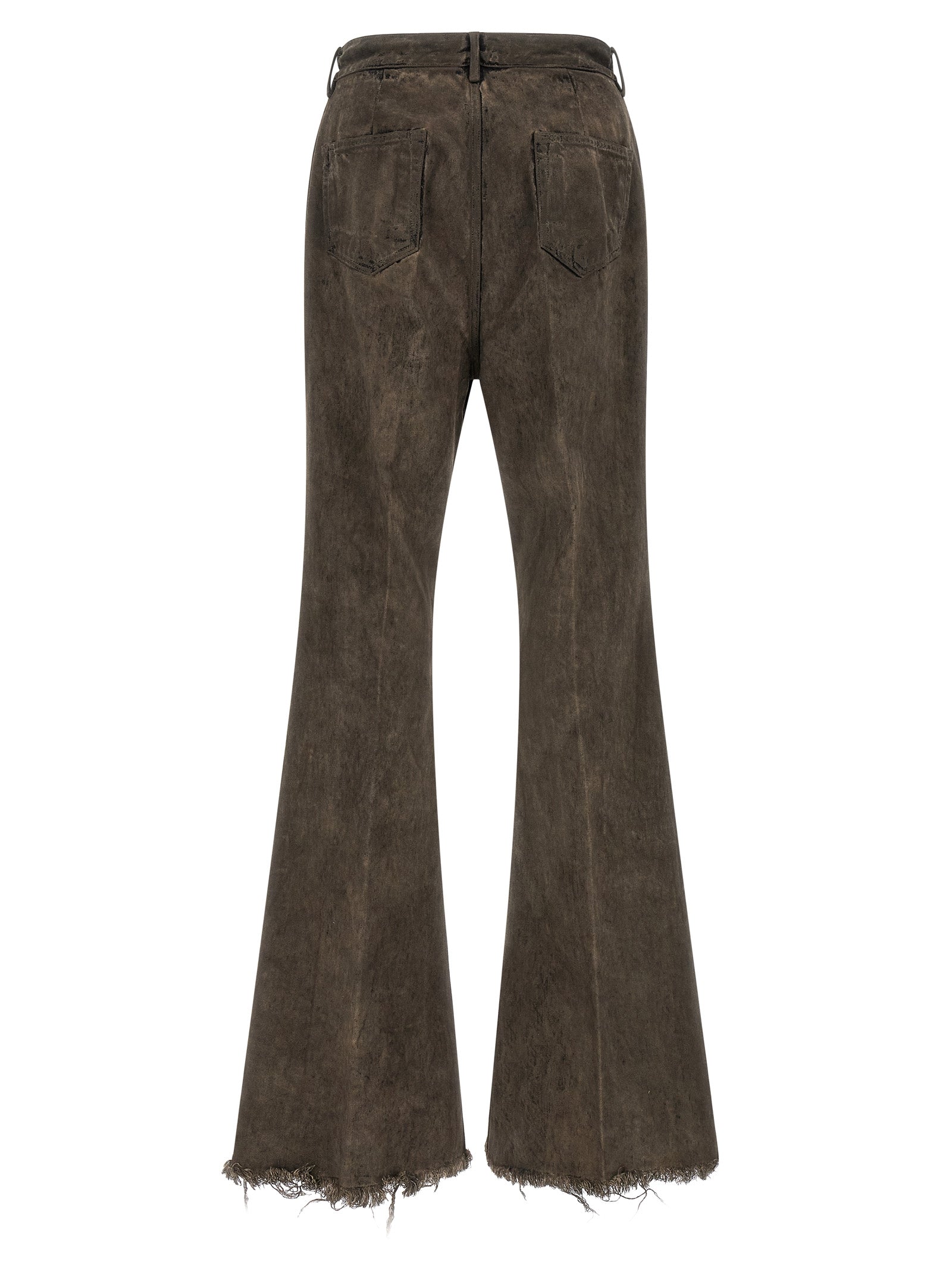 Elevate your wardrobe with Rick Owens Gray Cotton Bootcut Jeans, crafted from premium Japanese denim for an exquisite blend of luxury and contemporary style.
