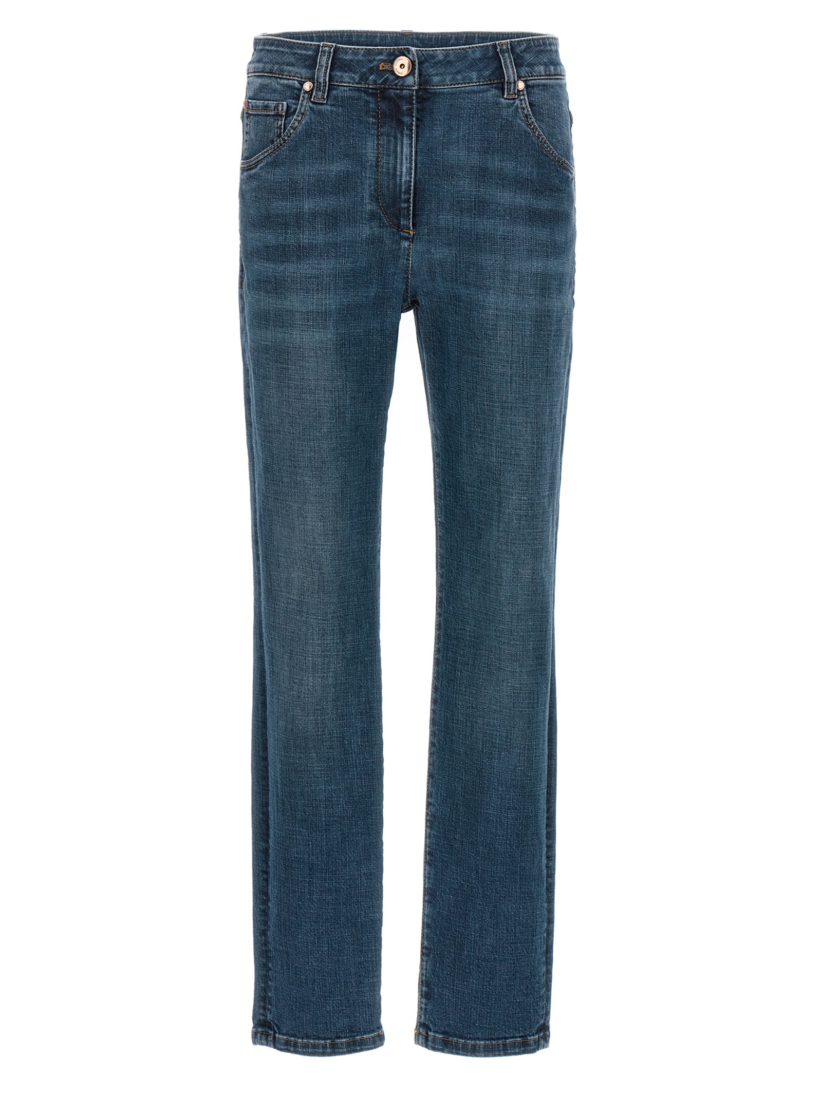 Indulge in the exquisite craftsmanship of Brunello Cucinelli Blue Cotton Straight-Leg Jeans, where timeless elegance meets luxurious comfort for the discerning individual.
