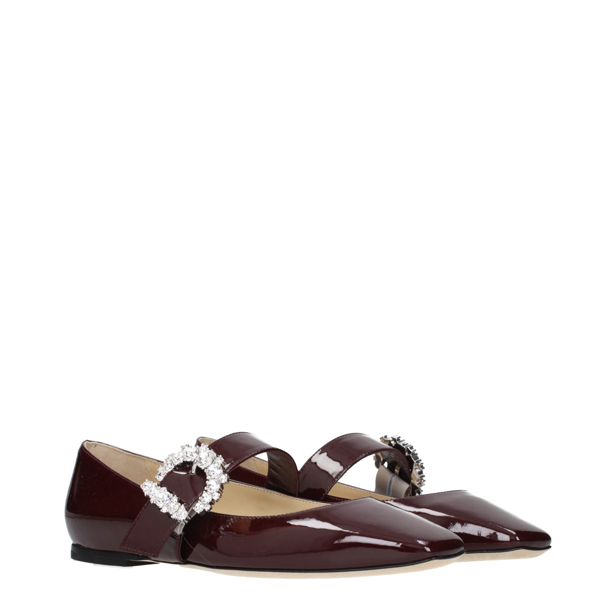 Elevate your style with the Jimmy Choo Red Leather Ballet Flats, crafted in luxurious patent leather, embodying timeless elegance and exquisite detailing for the discerning connoisseur.
