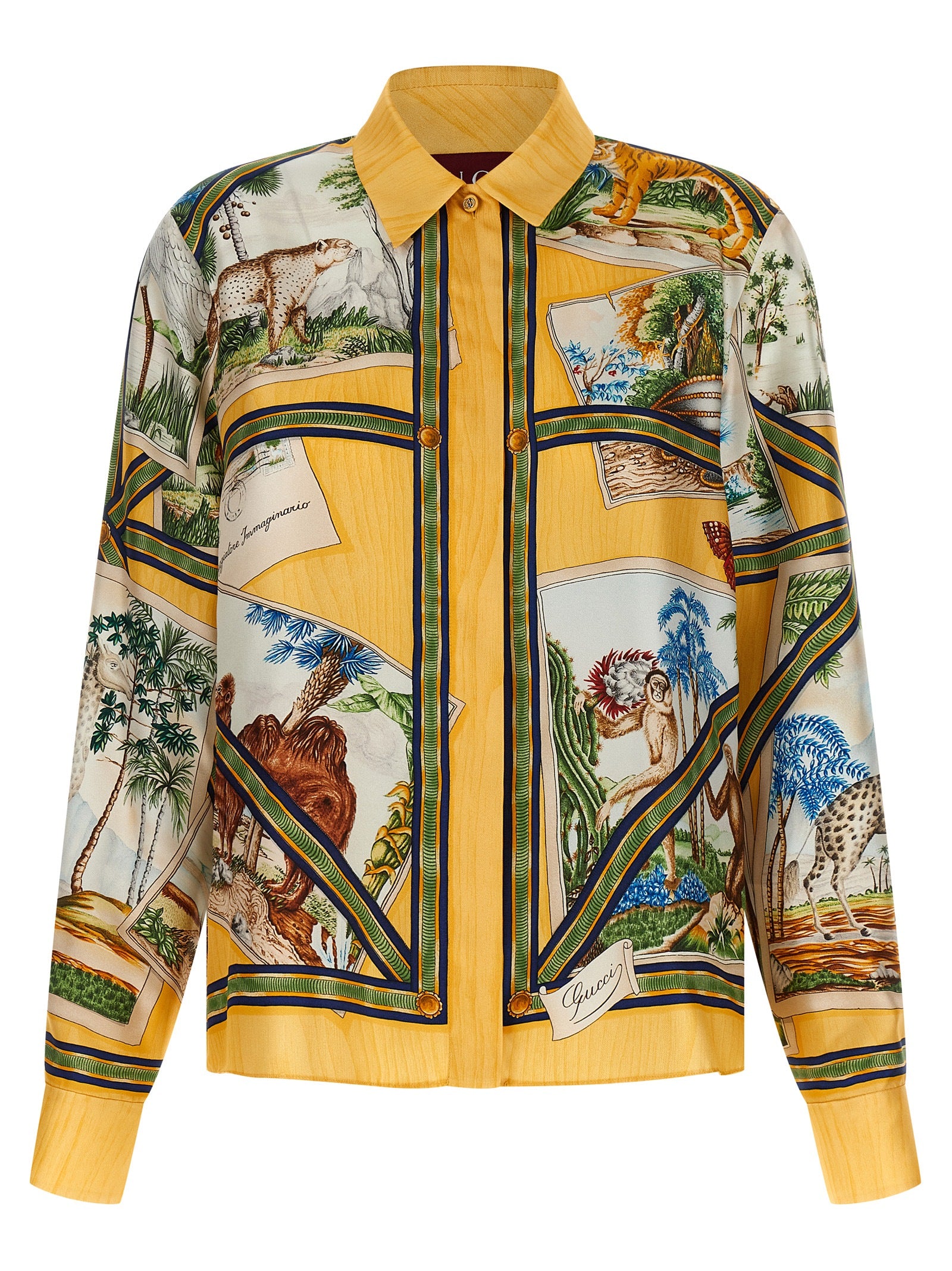 Indulge in the allure of the Gucci Multicolor Silk Blouse, a luxurious statement piece crafted in Italy, embodying nature's beauty and timeless elegance.