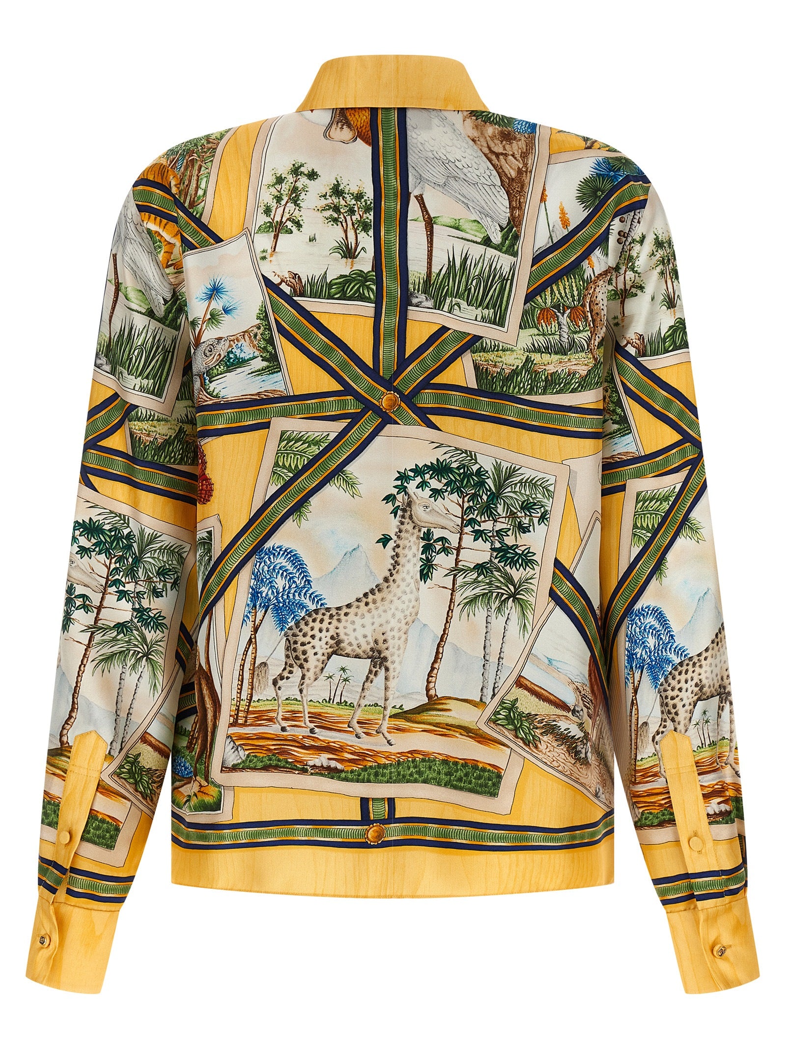 Indulge in the allure of the Gucci Multicolor Silk Blouse, a captivating blend of luxurious silk and nature-inspired design, perfect for making a statement.