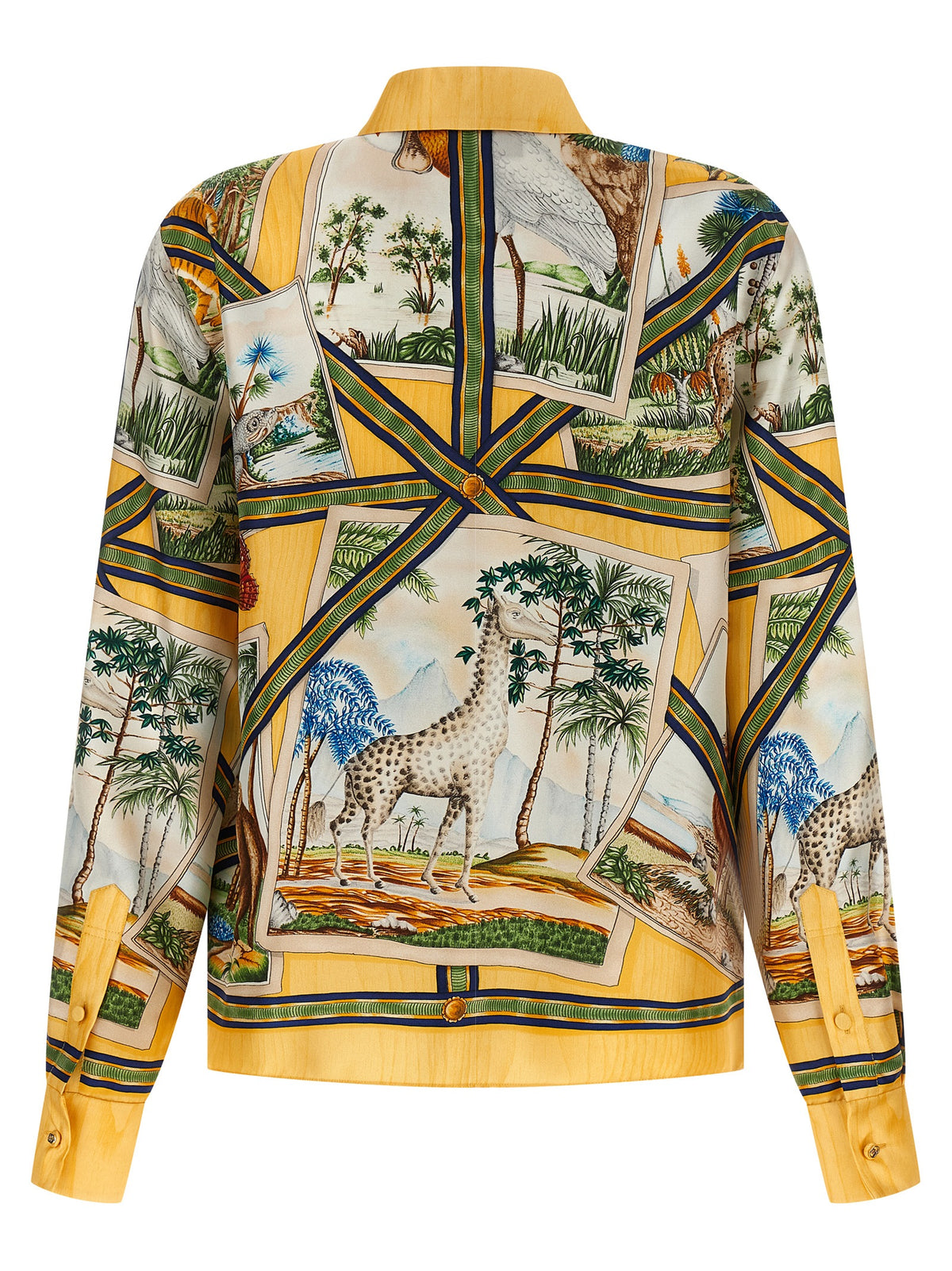Elevate your wardrobe with the Gucci Multicolor Silk Blouse, a masterpiece of Italian craftsmanship that embodies luxury and self-expression through vibrant animal prints.