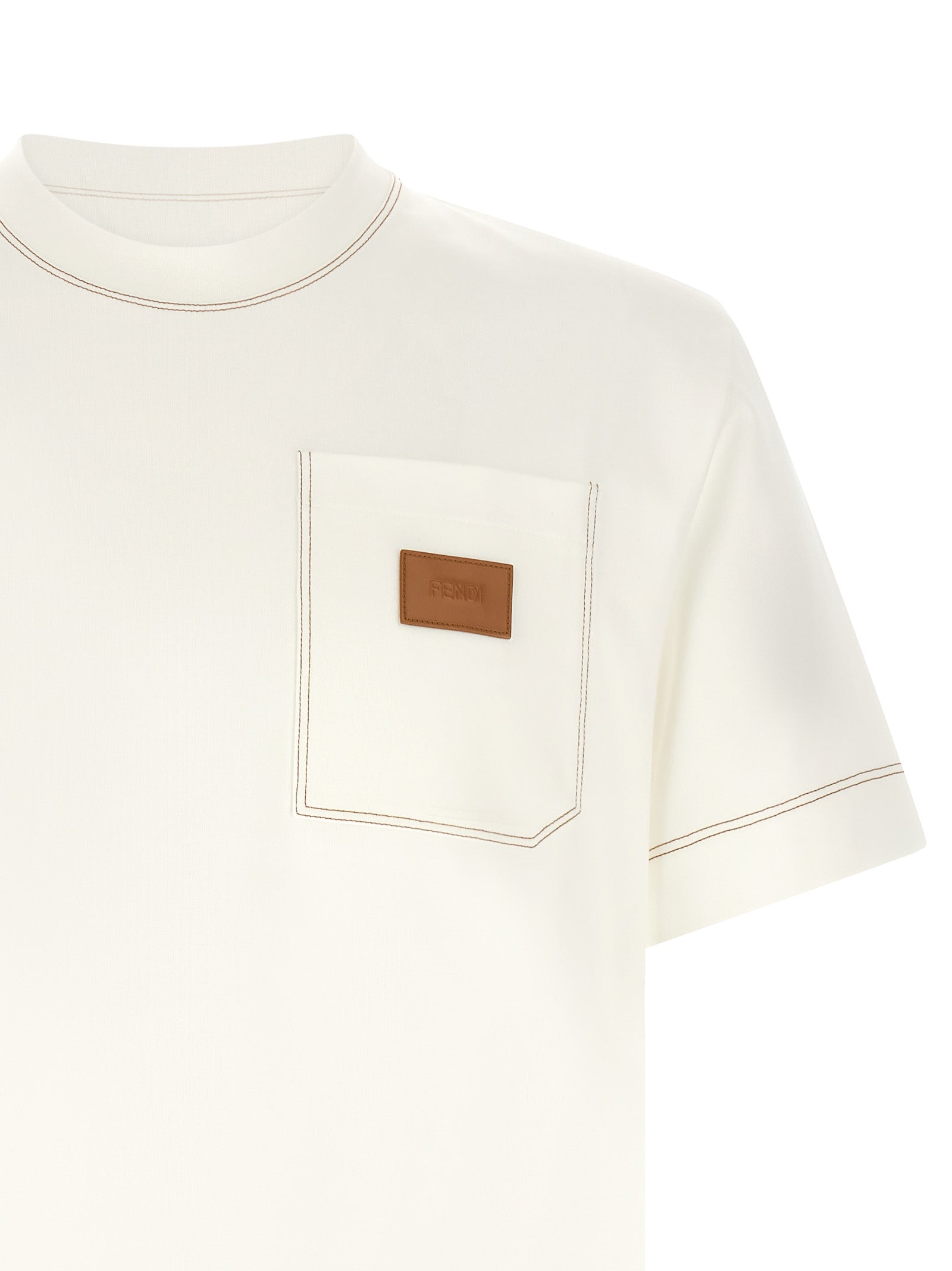 Experience the allure of Fendi's White Cotton T-Shirt, where luxurious craftsmanship meets timeless elegance, perfect for those who embody sophistication and style.