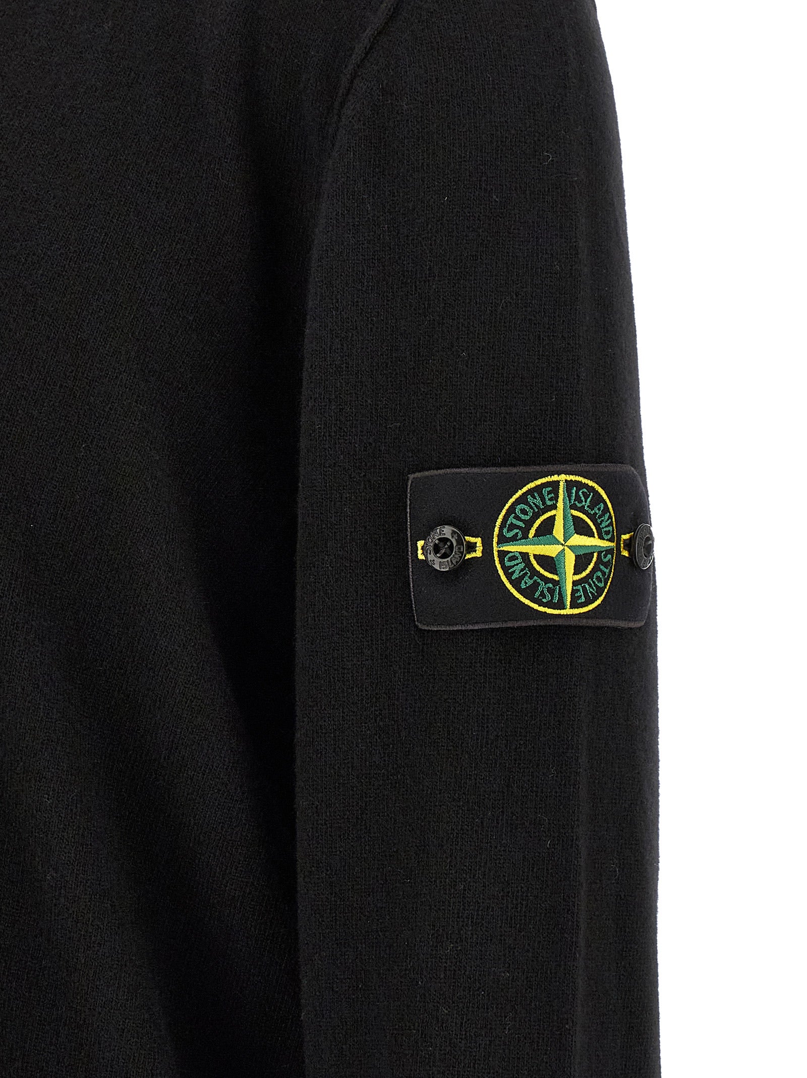 Stone Island Black Virgin Wool Cardigan - Timeless Luxury Knitwear