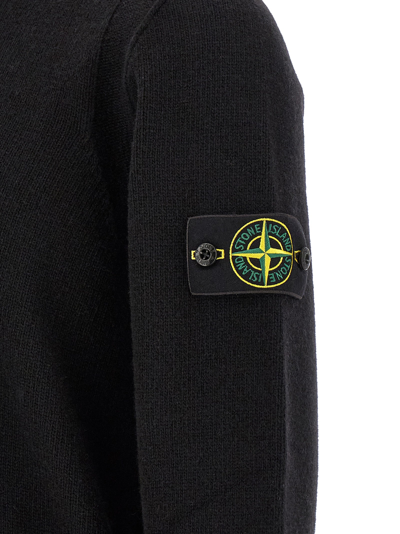 Stone Island Black Virgin Wool Cardigan - Luxury Fashion Essential