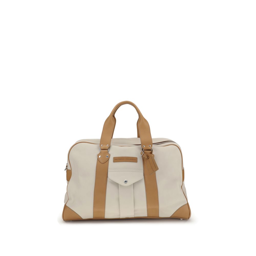 Discover the Brunello Cucinelli Beige Calf Leather Bos Taurus Luggage, a masterpiece of exquisite craftsmanship and timeless elegance, perfect for discerning travelers.