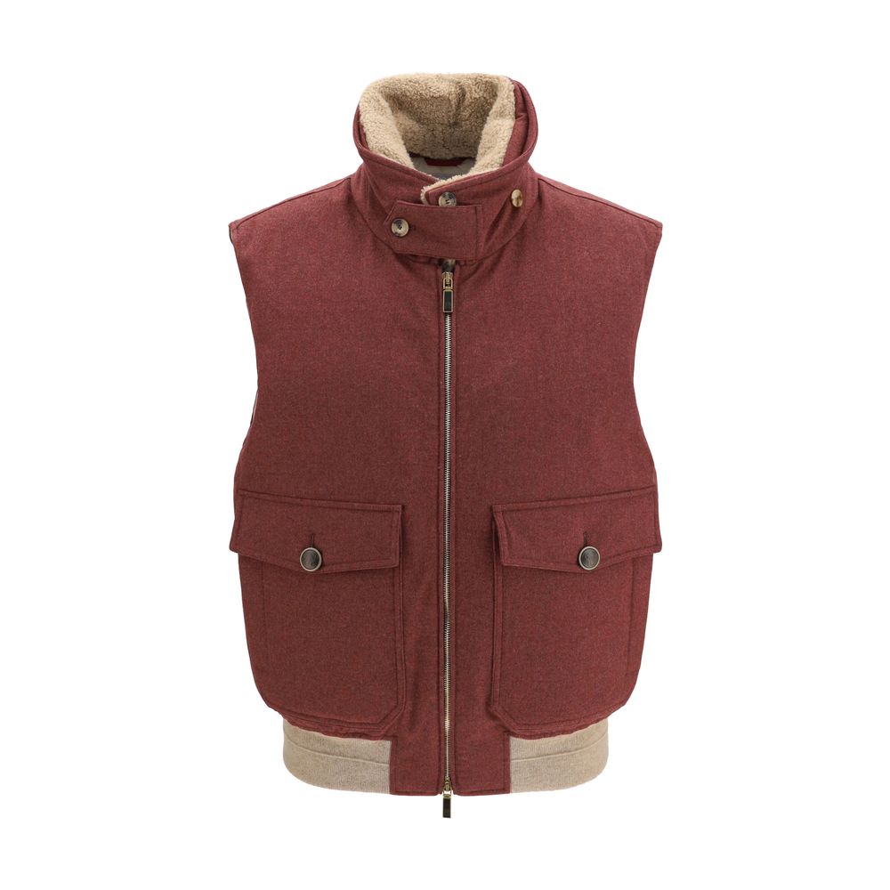Brunello Cucinelli Sleeveless Jacket in Luxurious Wool Ovis Aries