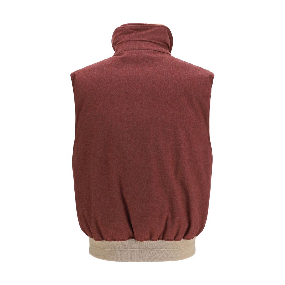 Brunello Cucinelli Sleeveless Jacket in Luxurious Wool Ovis Aries