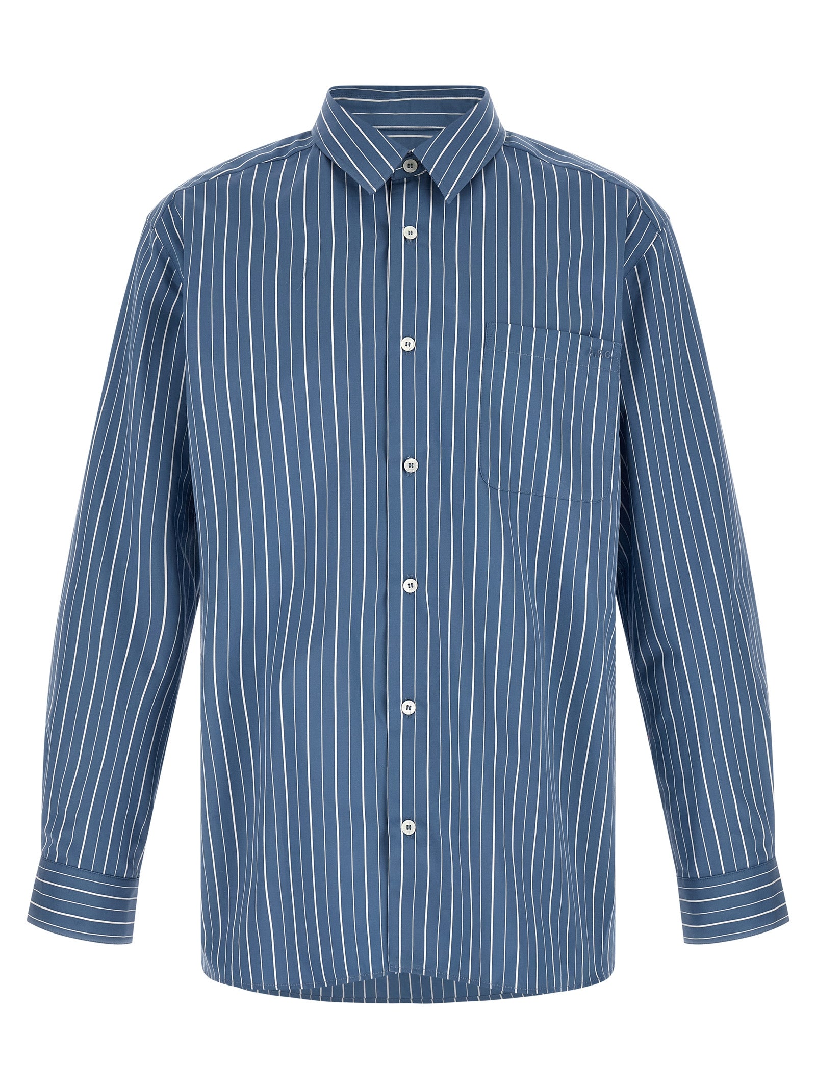 Elevate your wardrobe with the A.P.C. Blue Cotton Blouse, a timeless piece crafted from pure cotton, embodying effortless elegance and sophistication for discerning tastes.