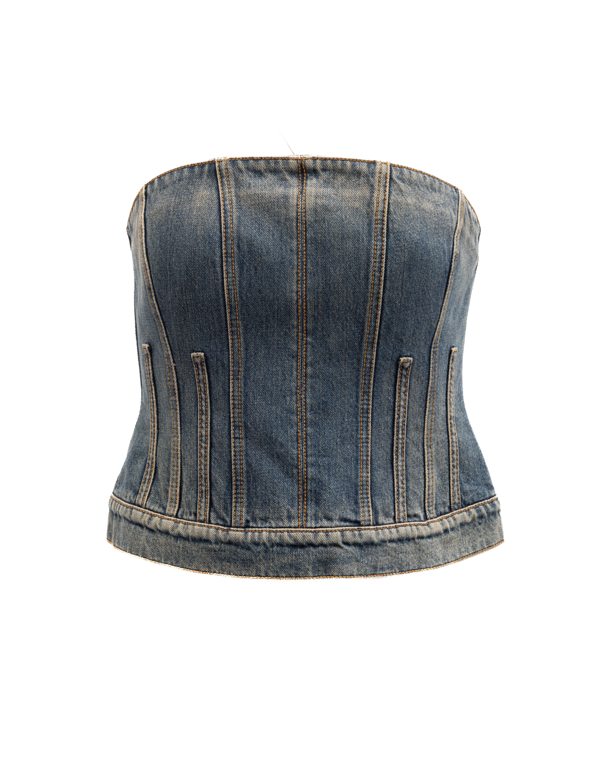 Alexander McQueen Blue Cotton Denim Top