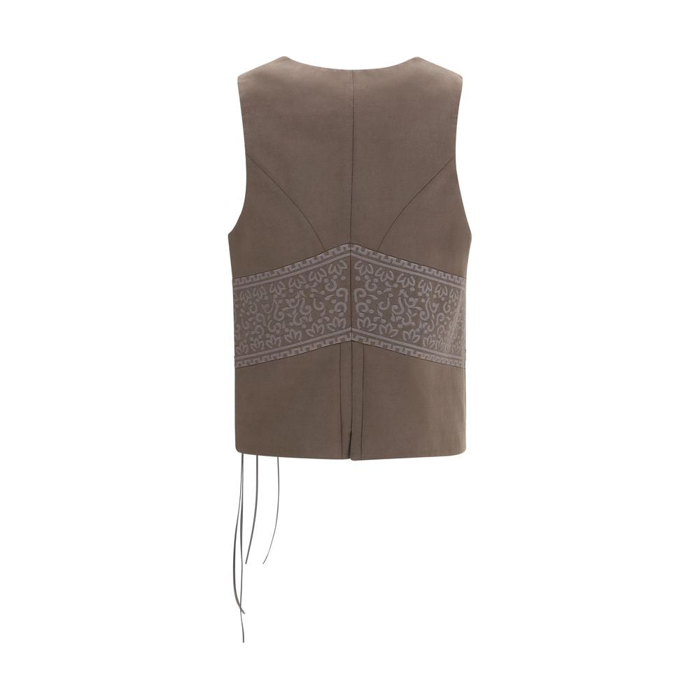Giorgio Armani Brown Silk Sleeveless Jacket - Exquisite Luxury
