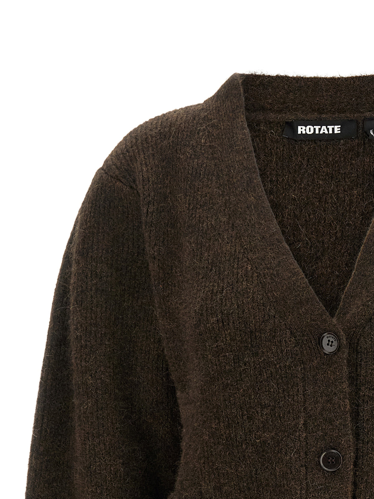 ROTATE BIRGER CHRISTENSEN Brown Wool Cardigan - Luxe Elegance