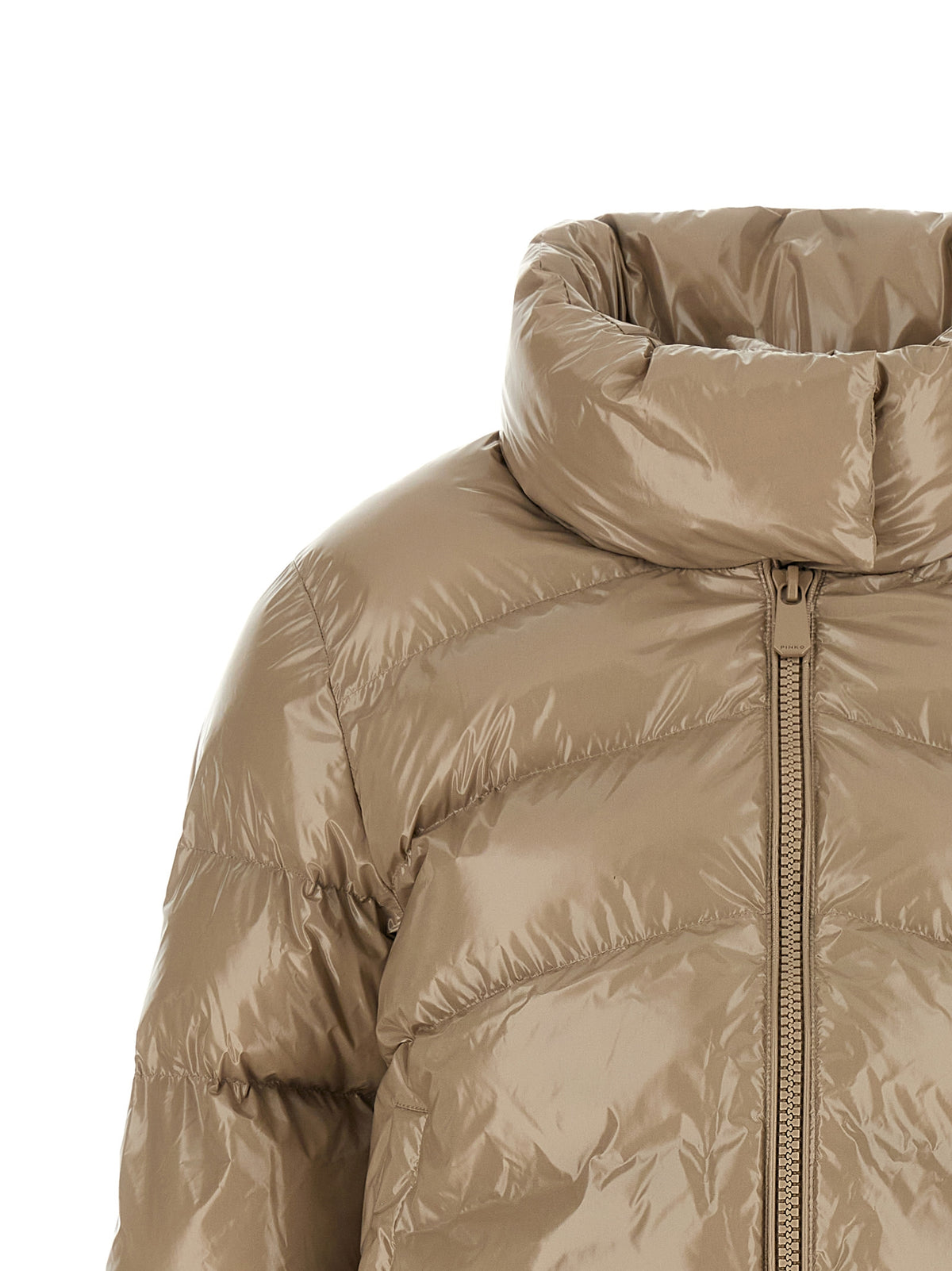 PINKO Beige Polyamide Full-Length Jacket - Elevate Your Elegance