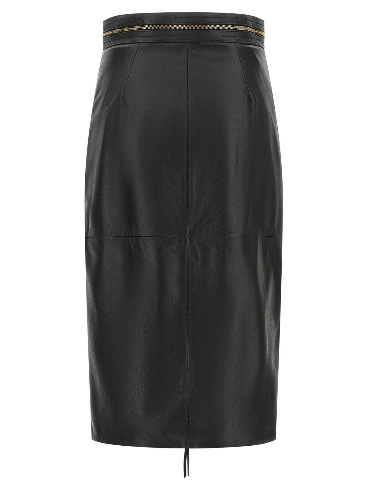 Elisabetta Franchi Black Lambskin Midi Skirt - Timeless Luxury