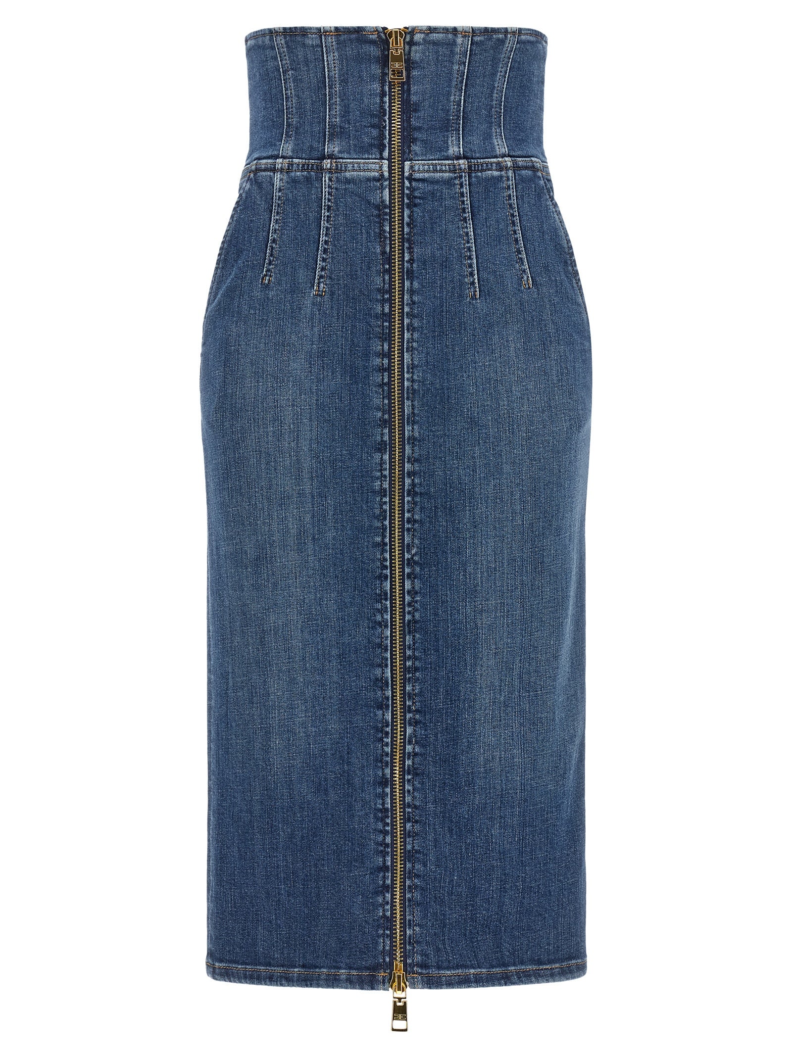 Elisabetta Franchi Blue Cotton Midi Skirt - Timeless Luxury Fashion