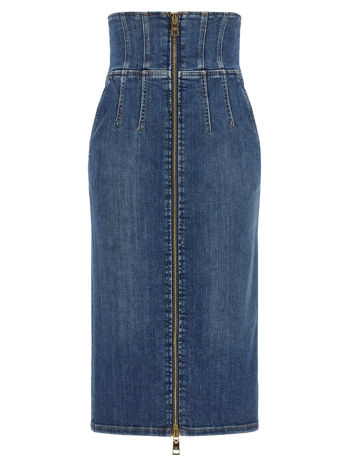 Elisabetta Franchi Blue Cotton Midi Skirt - Timeless Luxury Fashion