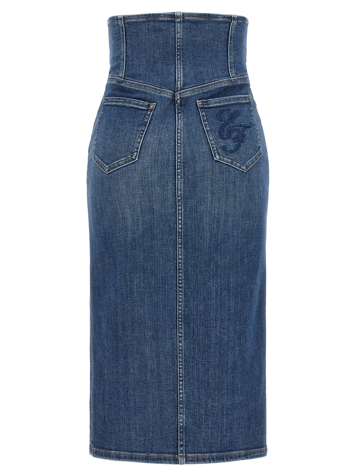 Elisabetta Franchi Blue Cotton Midi Skirt - Timeless Luxury Fashion