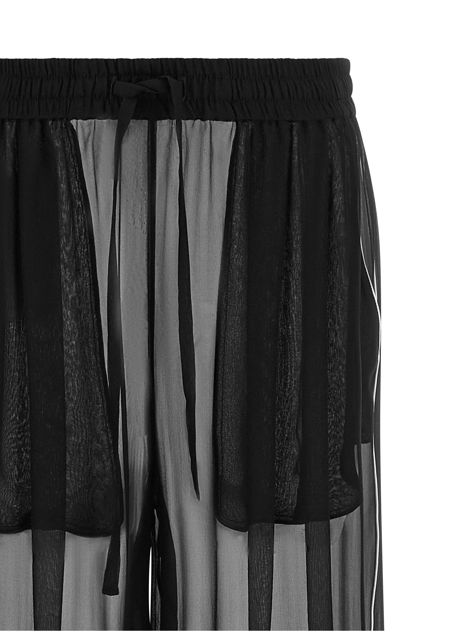 Dolce & Gabbana Black Silk Wide-Leg Casual Pants for Elegance