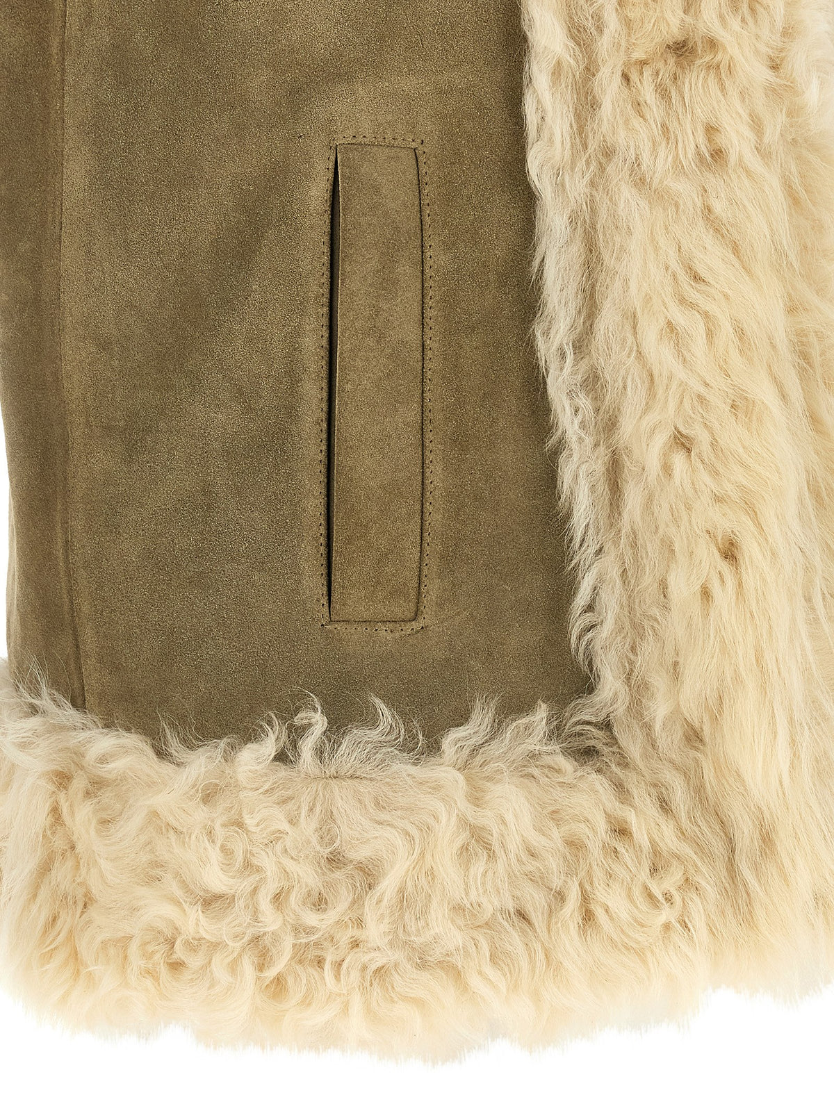 Elevate your wardrobe with the Etro Beige Lamb Fur Sleeveless Jacket, a masterpiece of luxurious craftsmanship and exquisite design, perfect for discerning tastes.